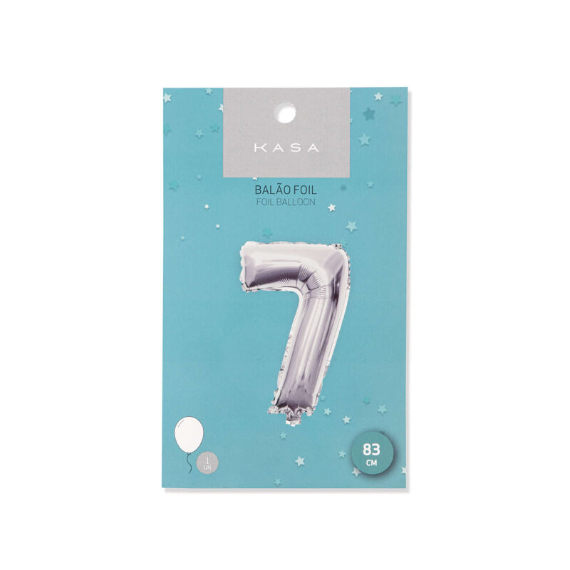 Balão Foil Nº7 83cm Prateado Kasa