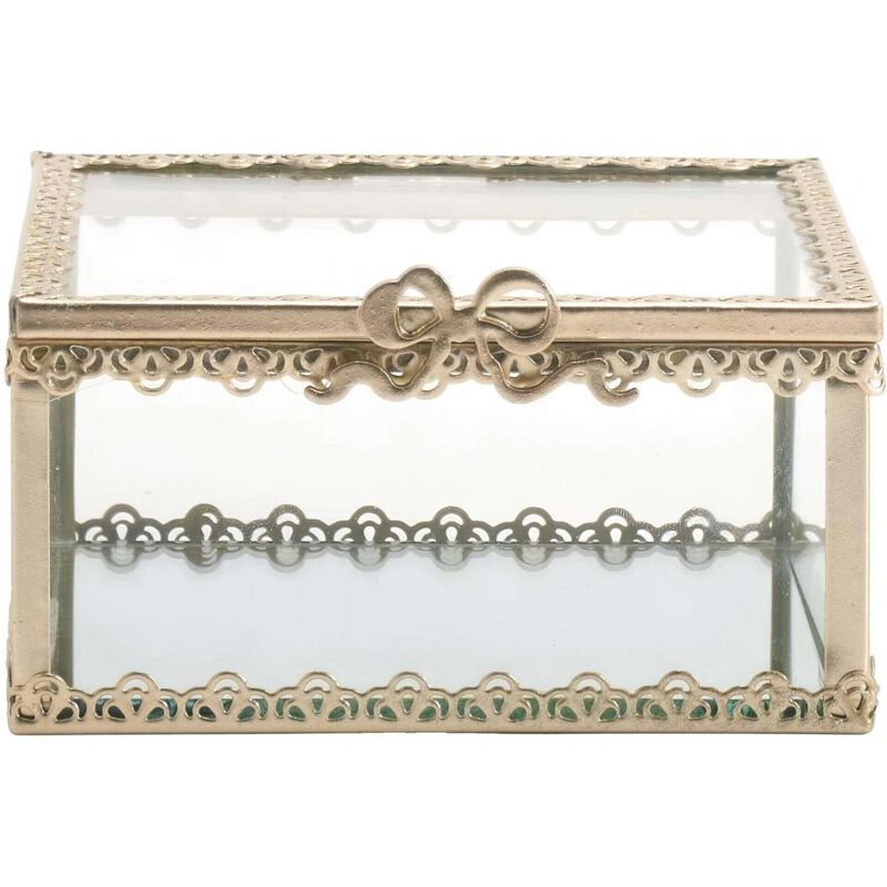 Caixa Vidro Dourada 10x10cm Kasa