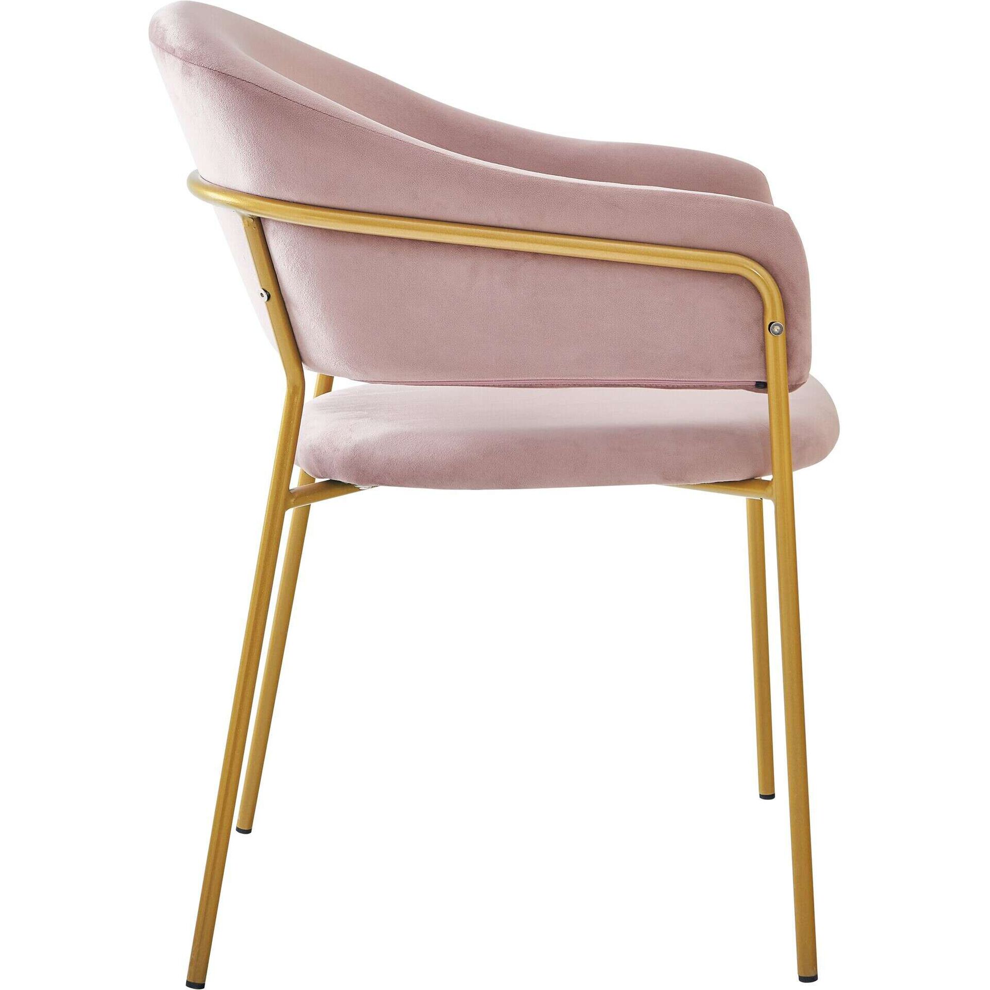 Cadeira Estofada com Bra&ccedil;os Rosa Torino Kasa