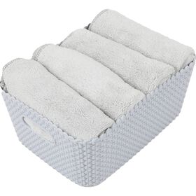 Conjunto de Cesto e 7 Toalhas de M&atilde;os Cinza