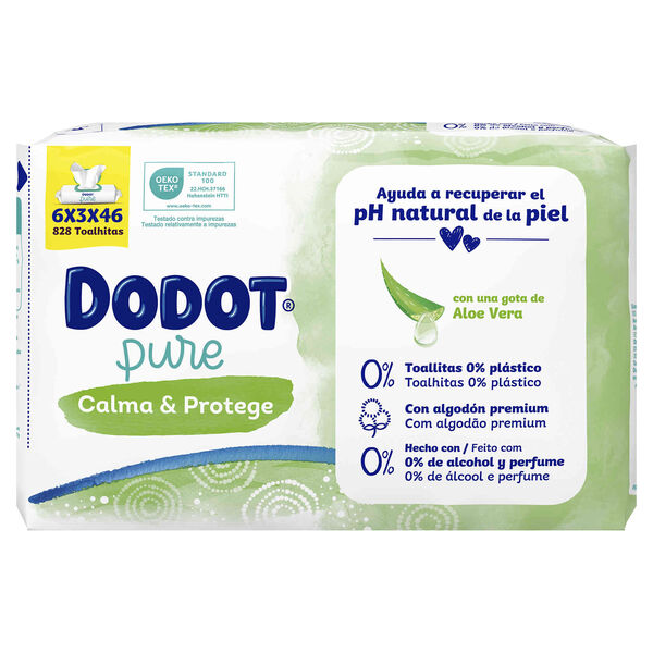 Toalhitas Bebé Pure Calma e Protege Aloe Vera Dodot