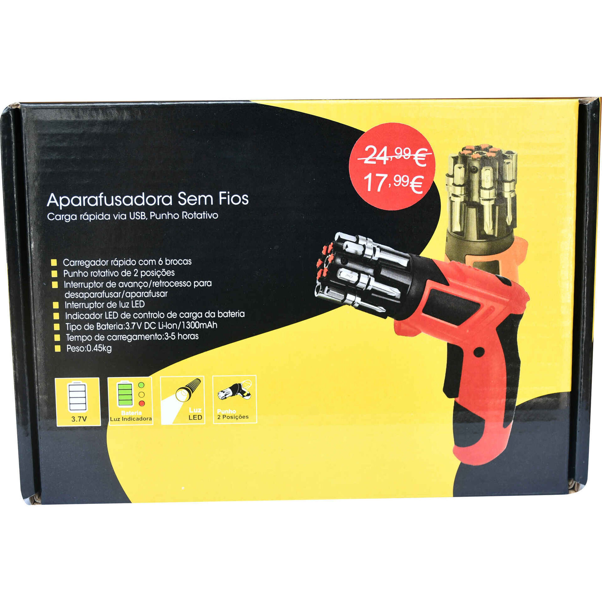 Aparafusadora sem Fios com 26 Peças USB