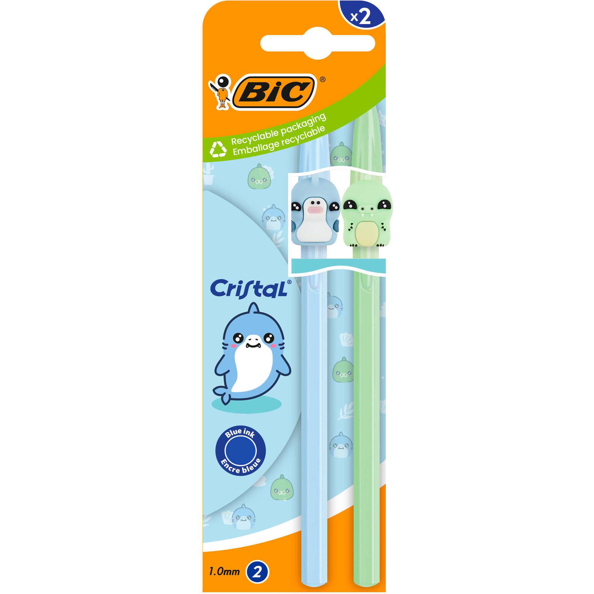 Esferogr&aacute;fica Cristal Figurine Tubar&atilde;o e Crocodilo Bic