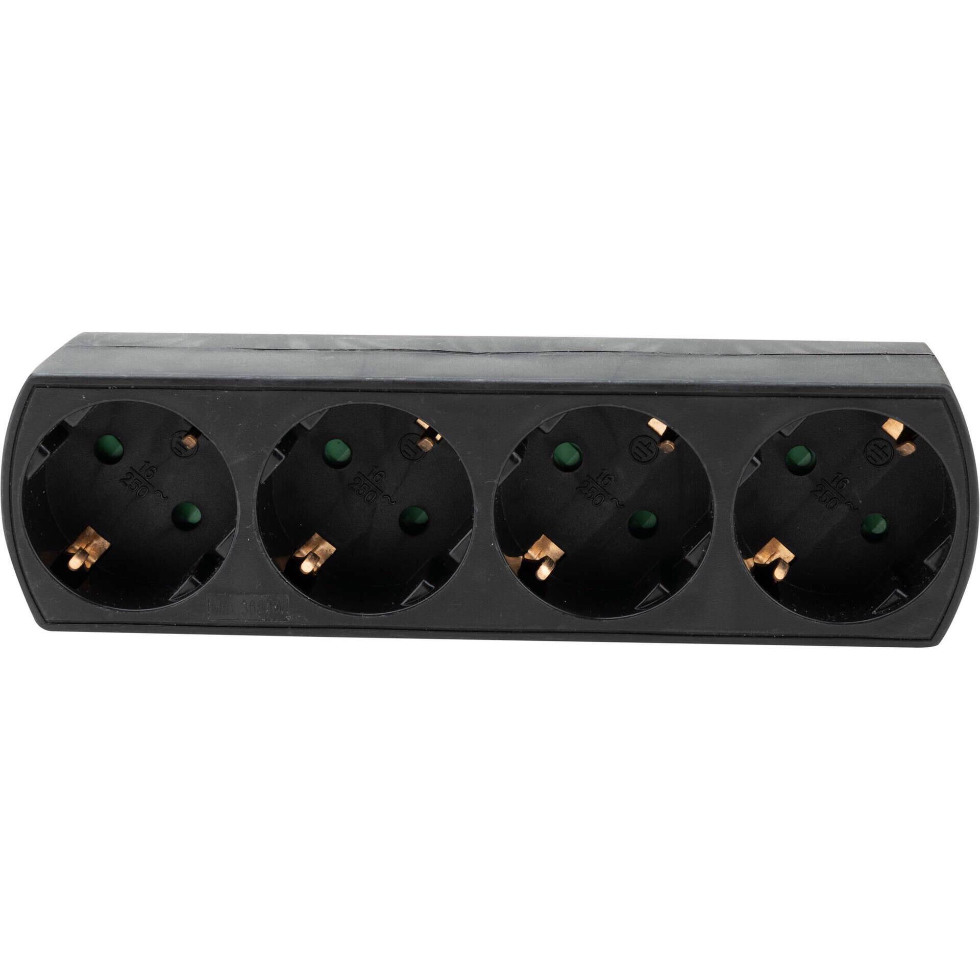 Ficha Quadrupla Frontal 16A Preta Boost