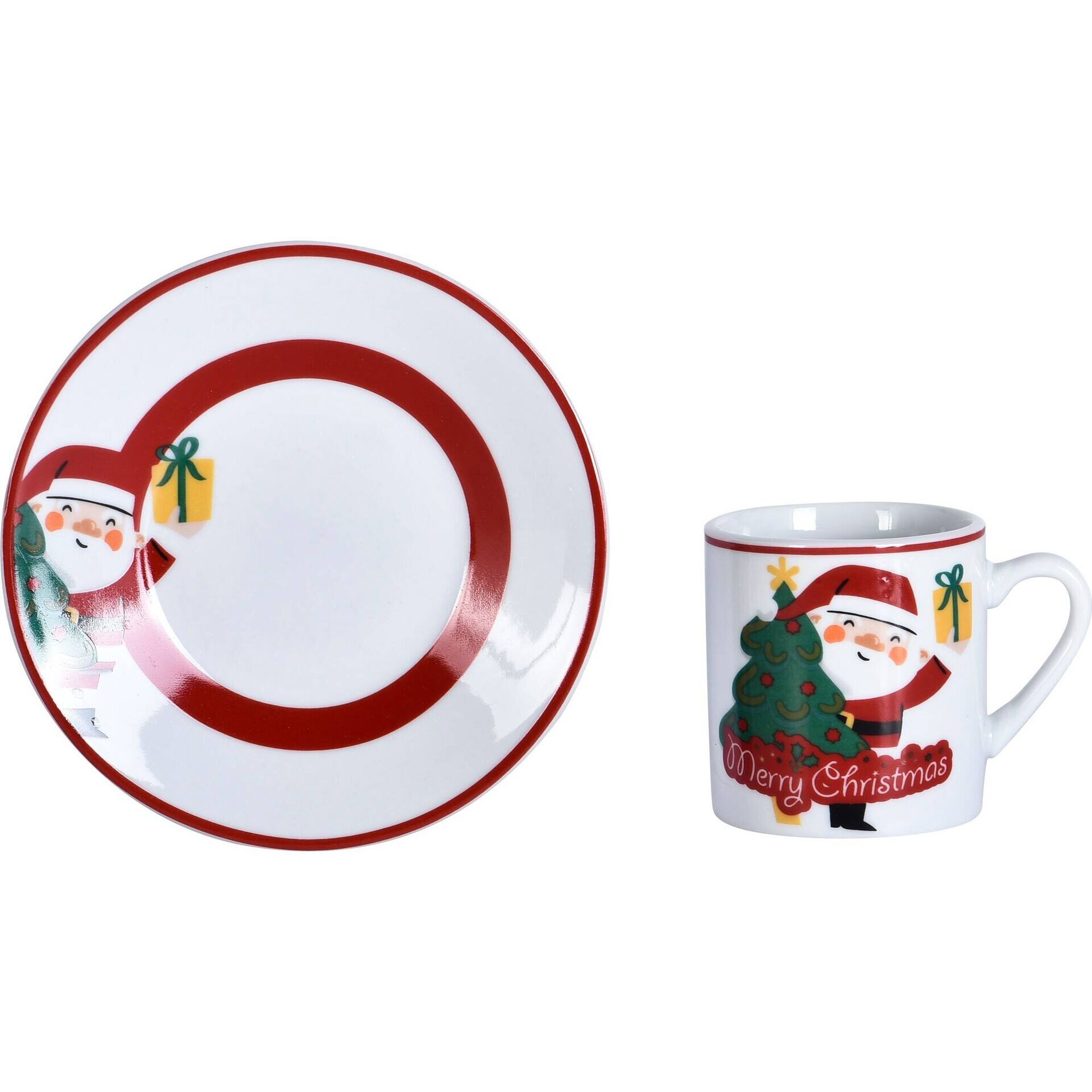 Serviço de Café Pai Natal com Árvore