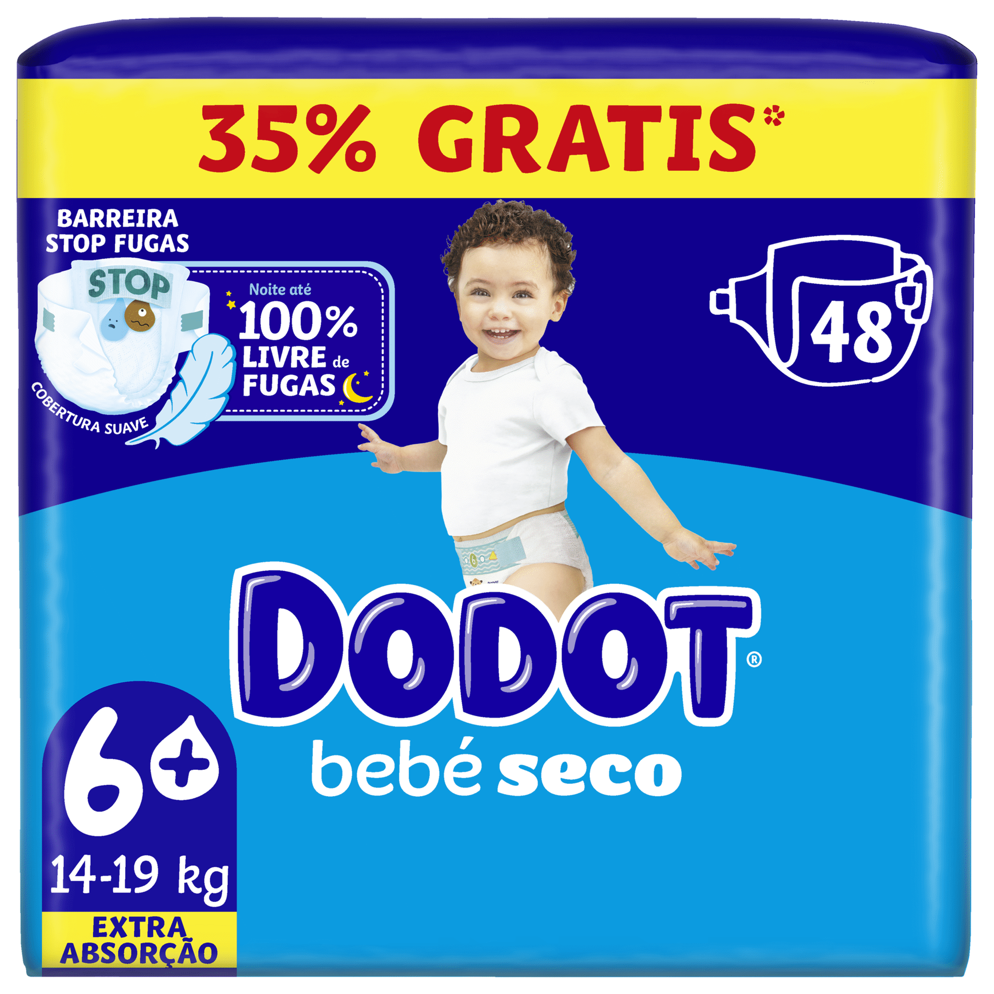 Fraldas Beb&eacute; Seco Extra 14-19kg T6+ Dodot