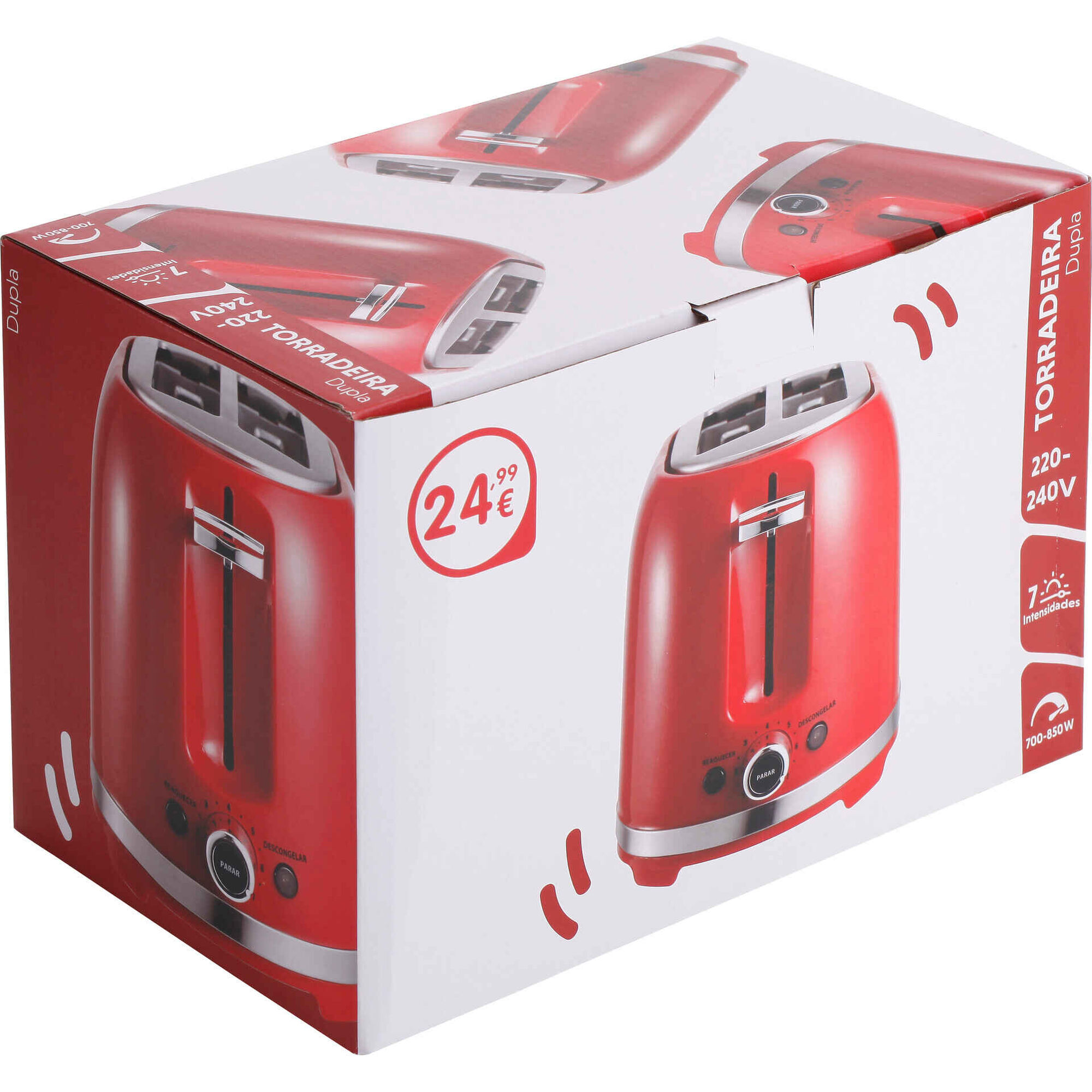 Torradeira Dupla 850W Vermelha Bazar&atilde;o