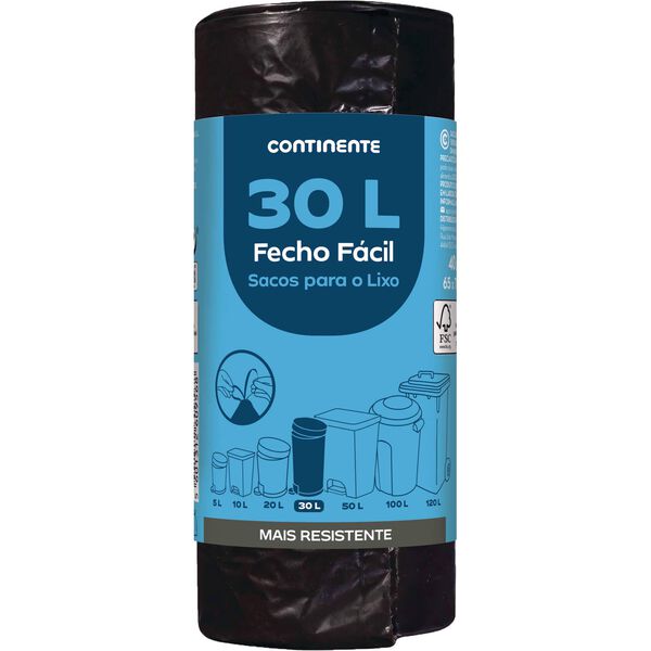 Sacos Lixo Fecho Fácil 30 lt Continente