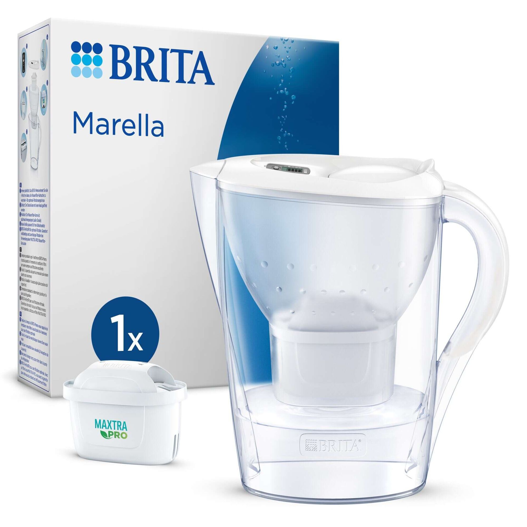 Conjunto Jarro de Filtrar 2,4L Marella Branco e 1 Filtro Maxtra Pro All-In-1 Brita