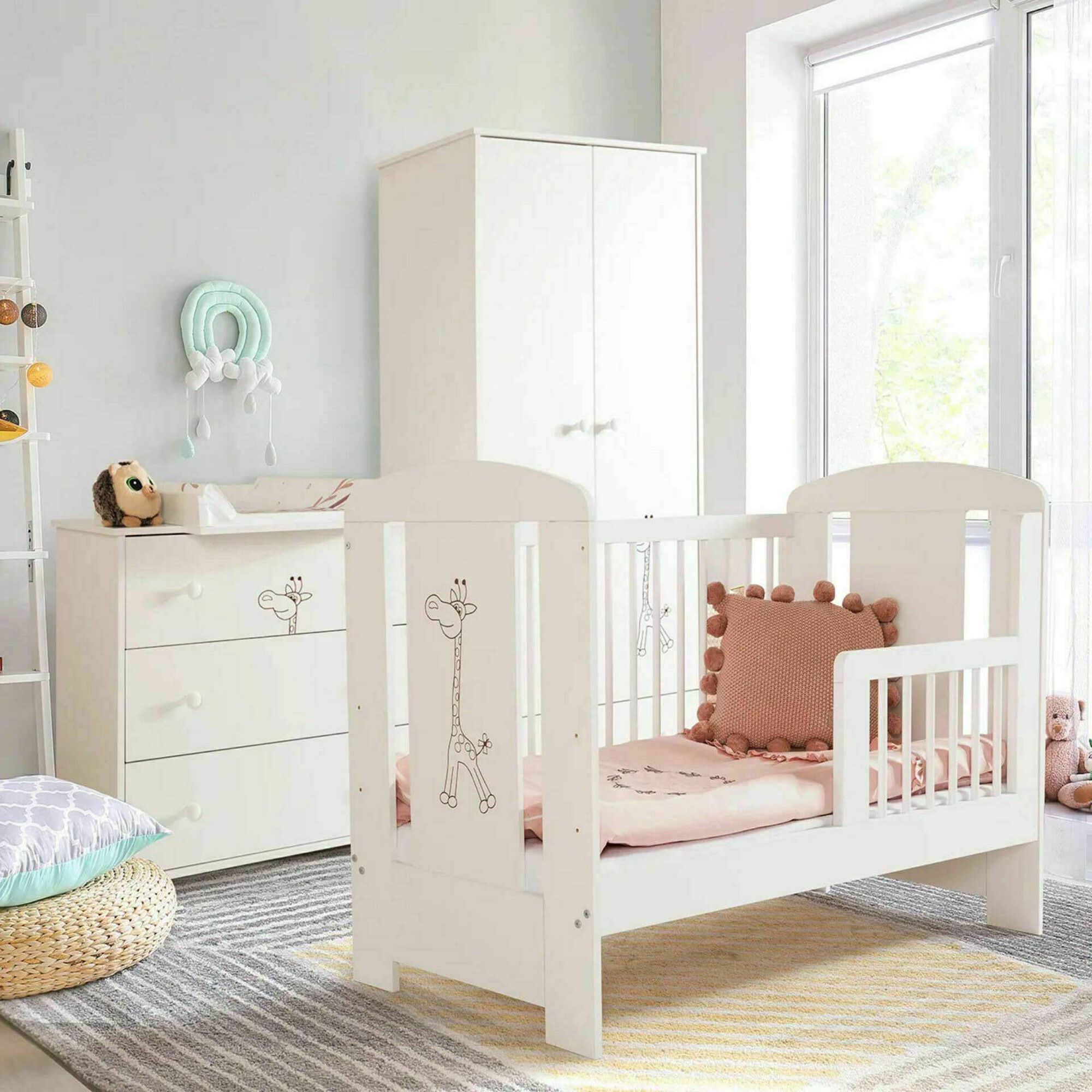 Cama de Grades Madeira Branca Girafa Twinko
