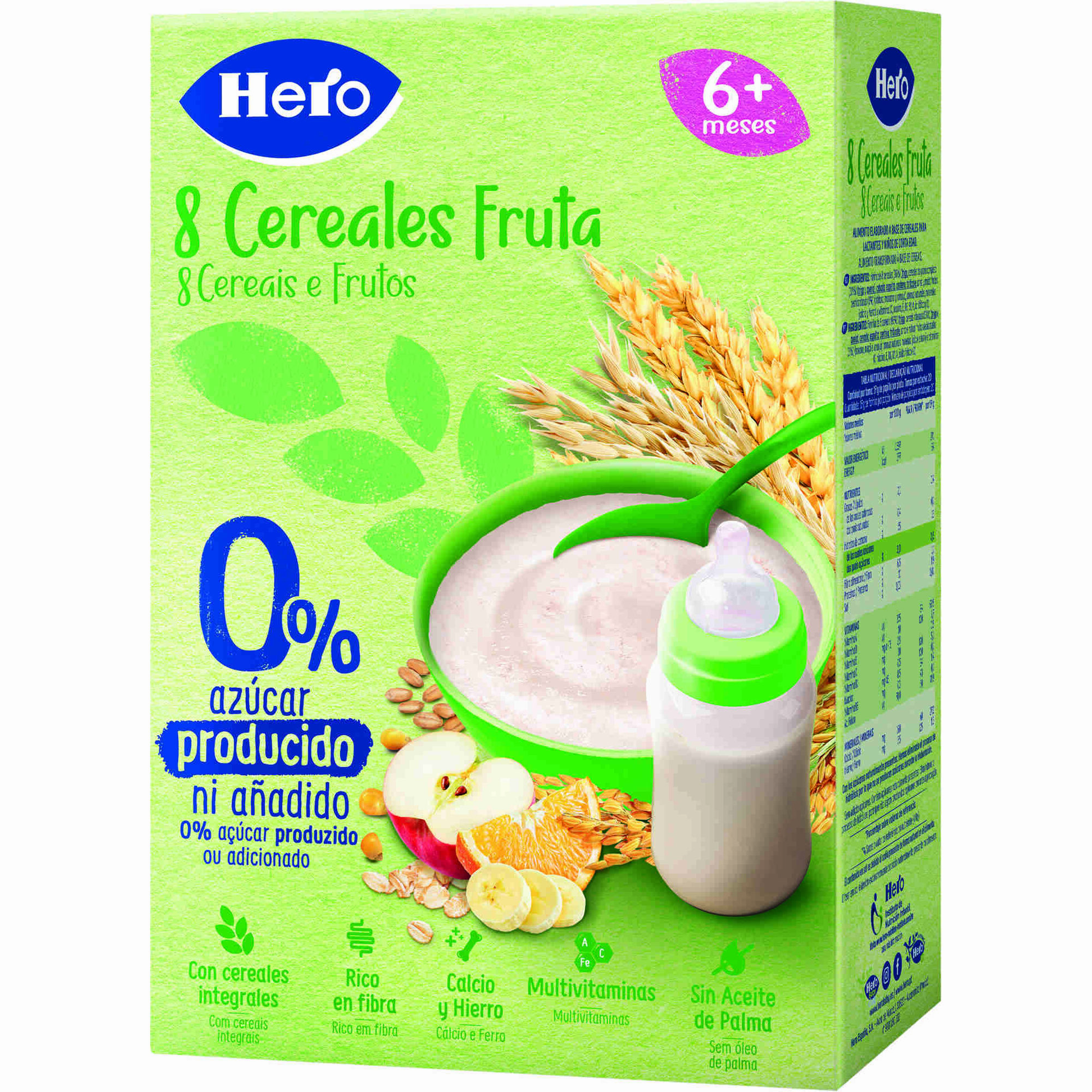 Papa Infantil Farinha Não Láctea 8 Cereais e Fruta +6M