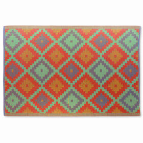 Tapete Losangos Rosa e Laranja 120x180cm Polipropileno