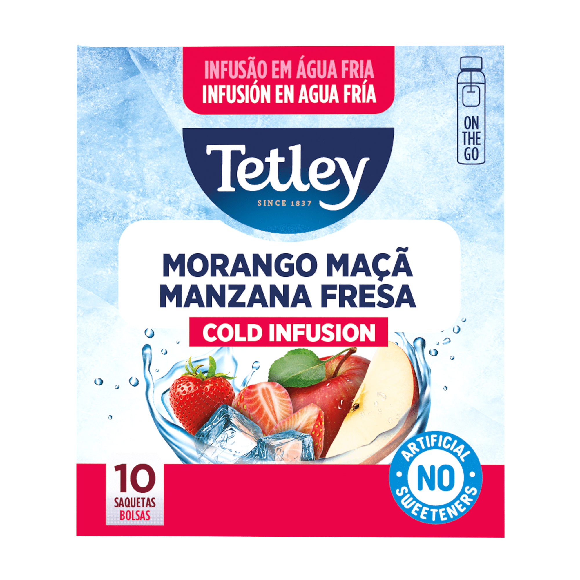 Infus&atilde;o Fria Morango Ma&ccedil;&atilde; Saquetas Tetley