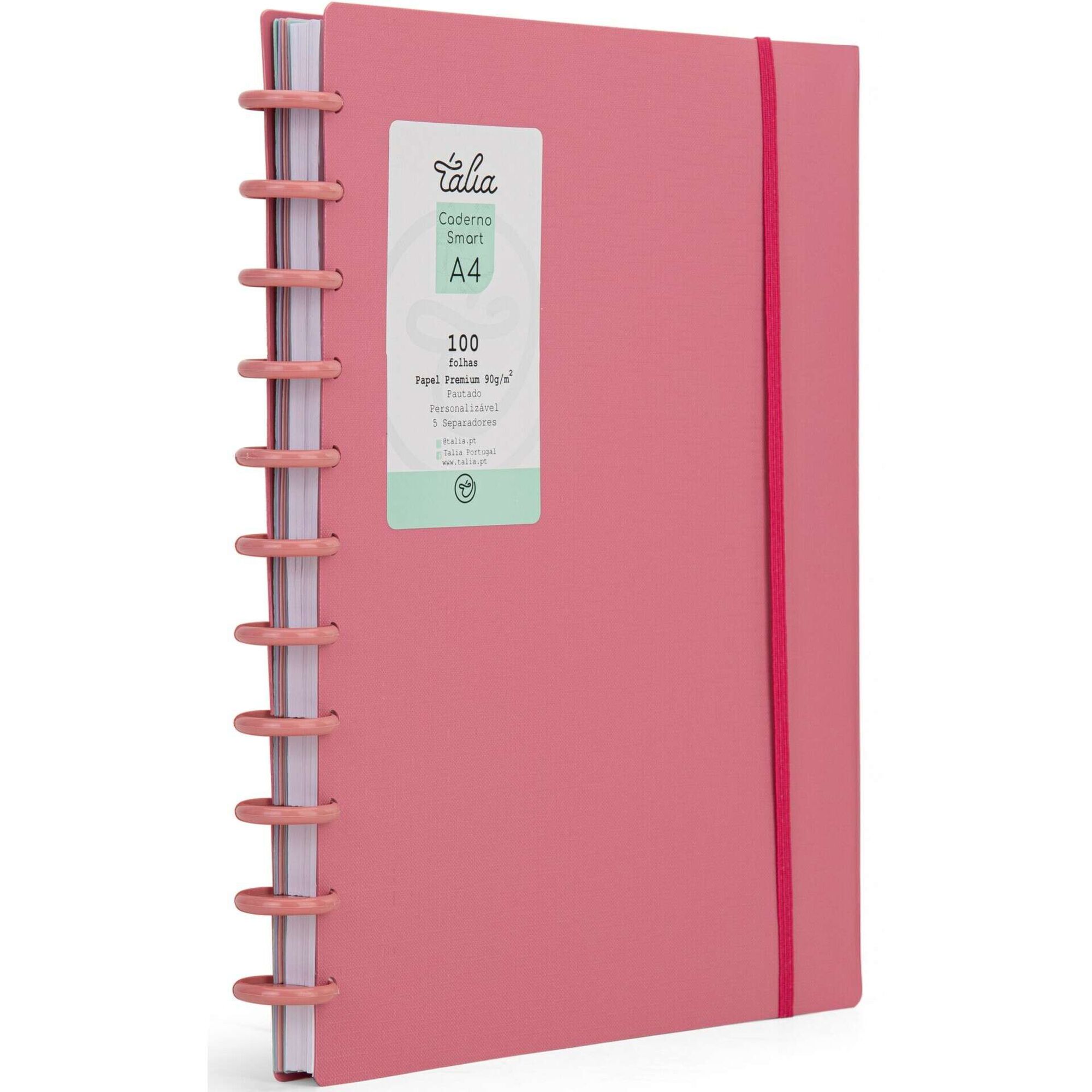 Caderno Smart Espiral A4 Pautado Rosa Talia