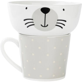 Conjunto Caneca 370ml e Taça 520ml Cão Pintas Cinza Conjunto Caneca 370ml e Taça 520ml Cão Pintas Cinza