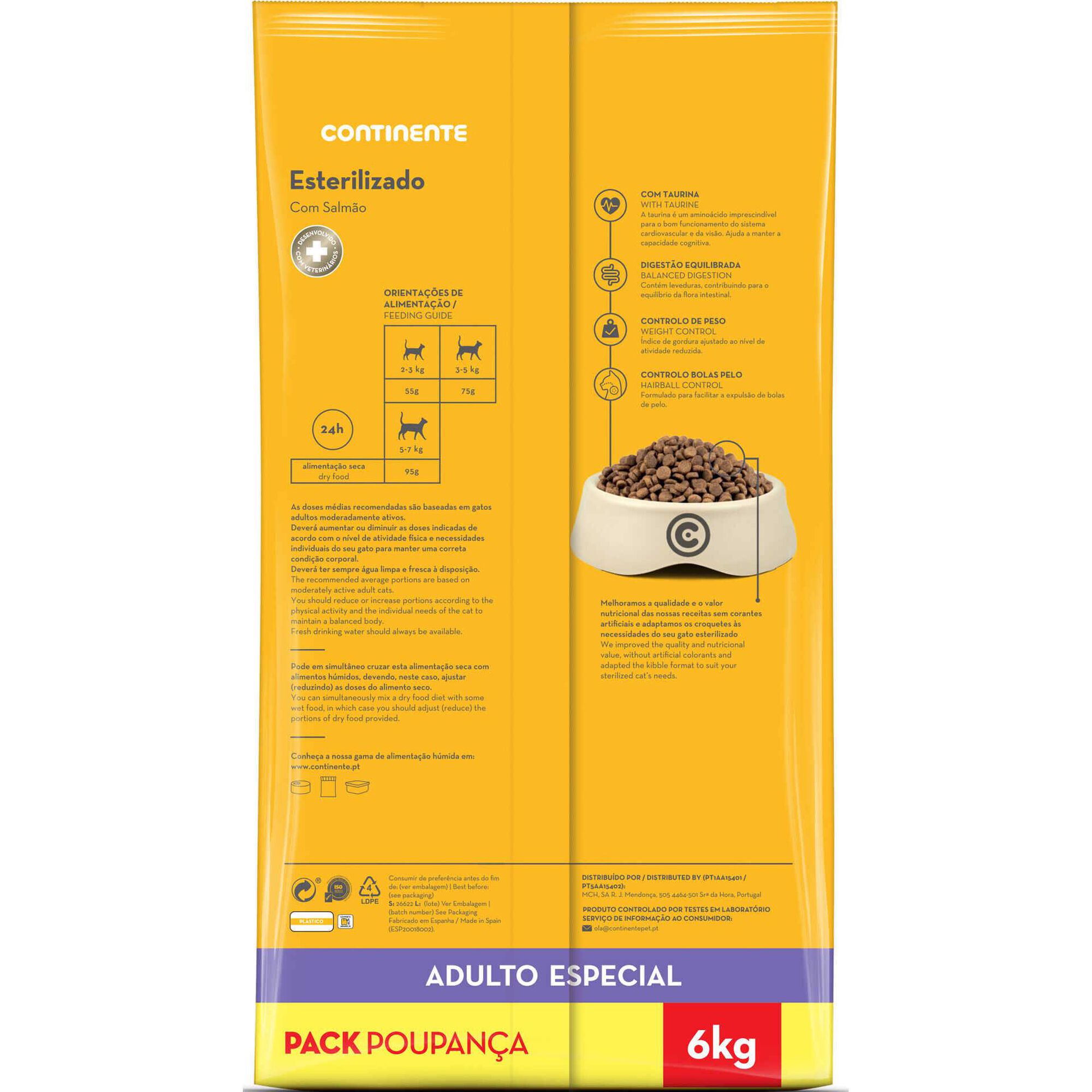 Ra&ccedil;&atilde;o para Gato Adulto Esterilizado Salm&atilde;o Continente Pet