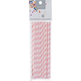 Palhinhas Retas Papel Rosa e Branco