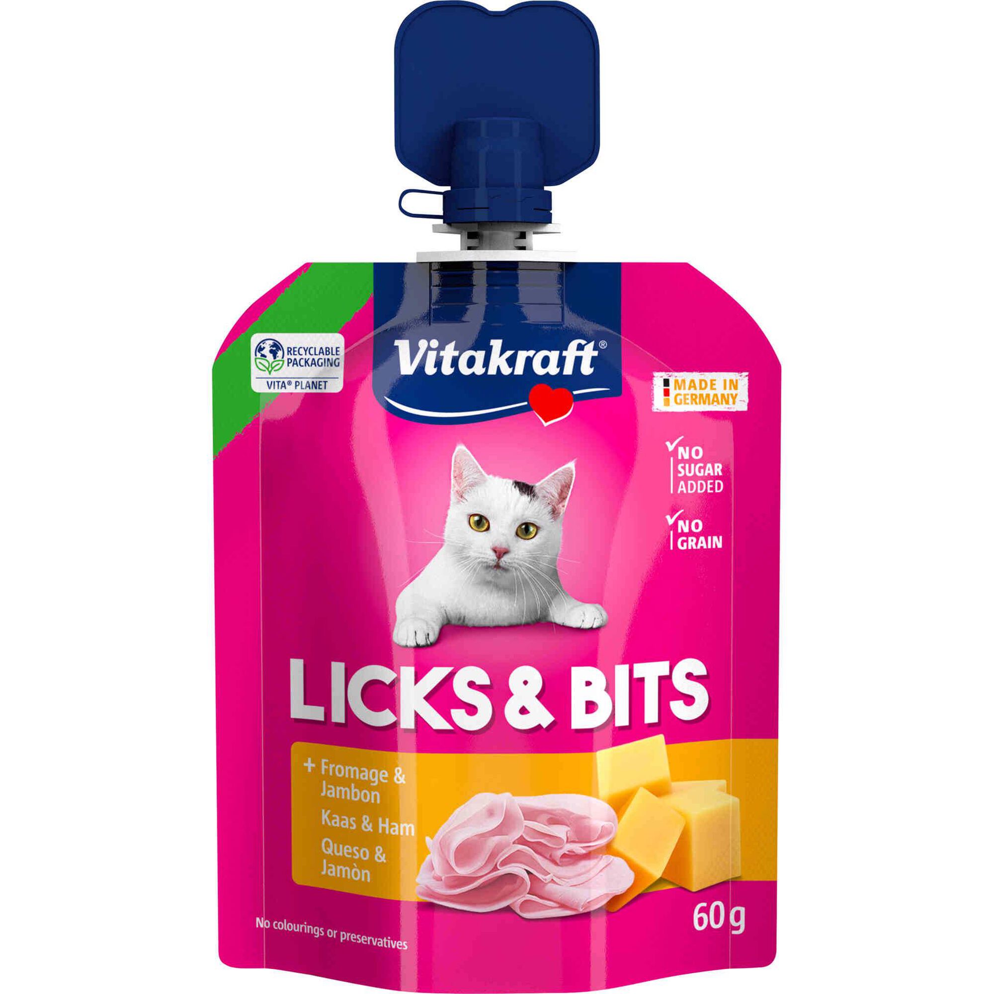 Snack para Gato Licks&Bits Cremoso Fiambre e Queijo Vitakraft