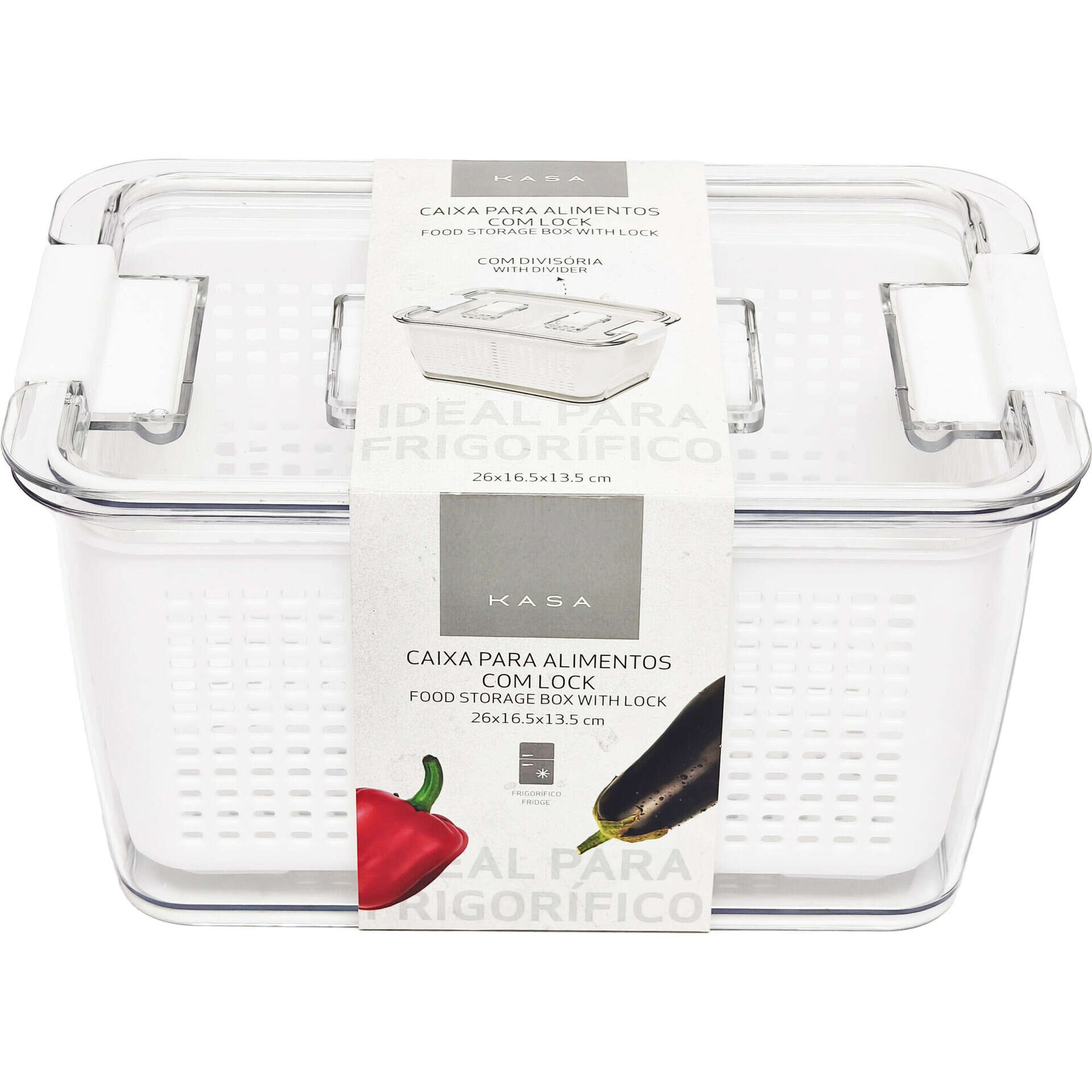 Cesto Organiza&ccedil;&atilde;o 26x16,5x13,5cm com Escorredor e Lock Kasa