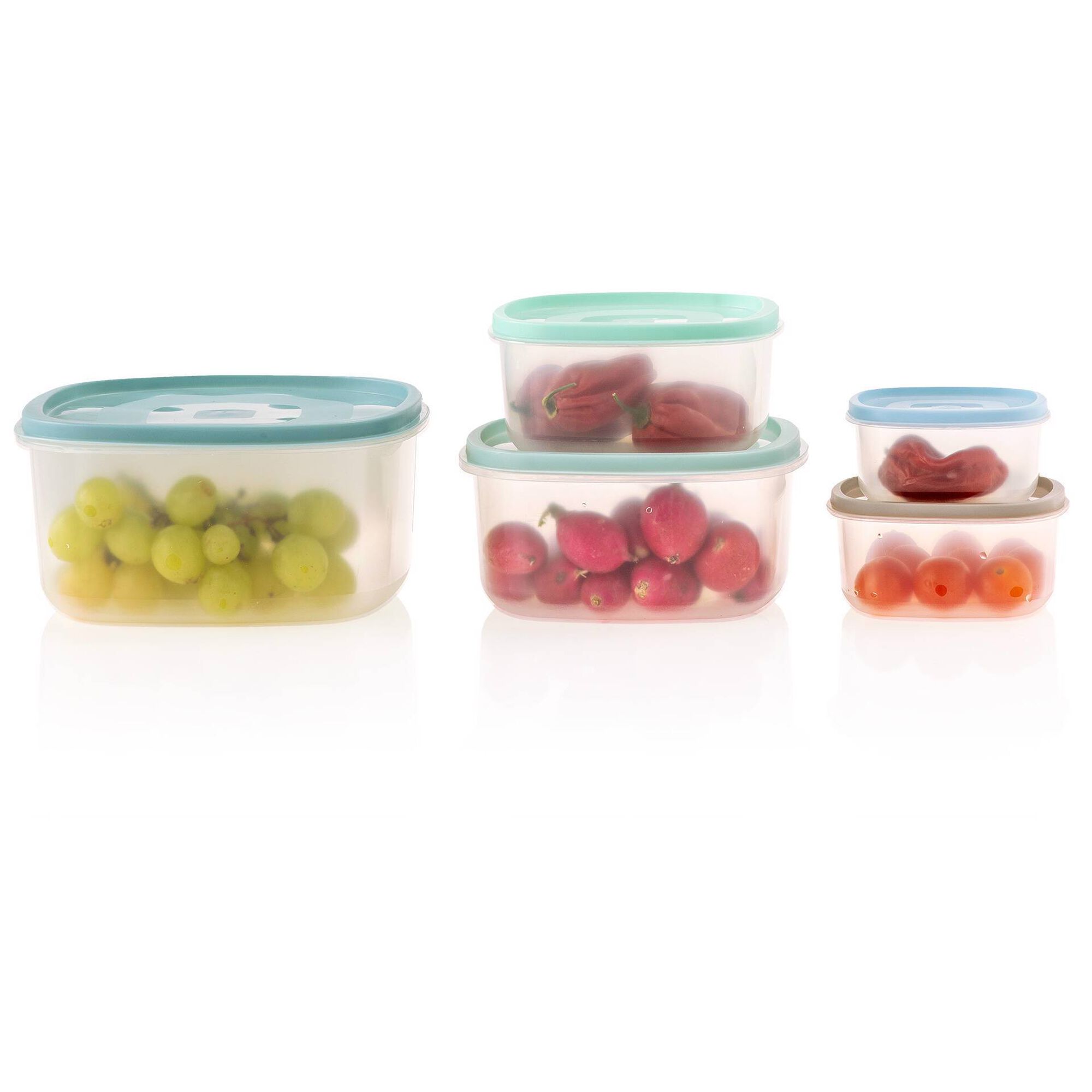 Conjunto 5 Caixas Herm&eacute;ticas Pl&aacute;sticas Rainbow