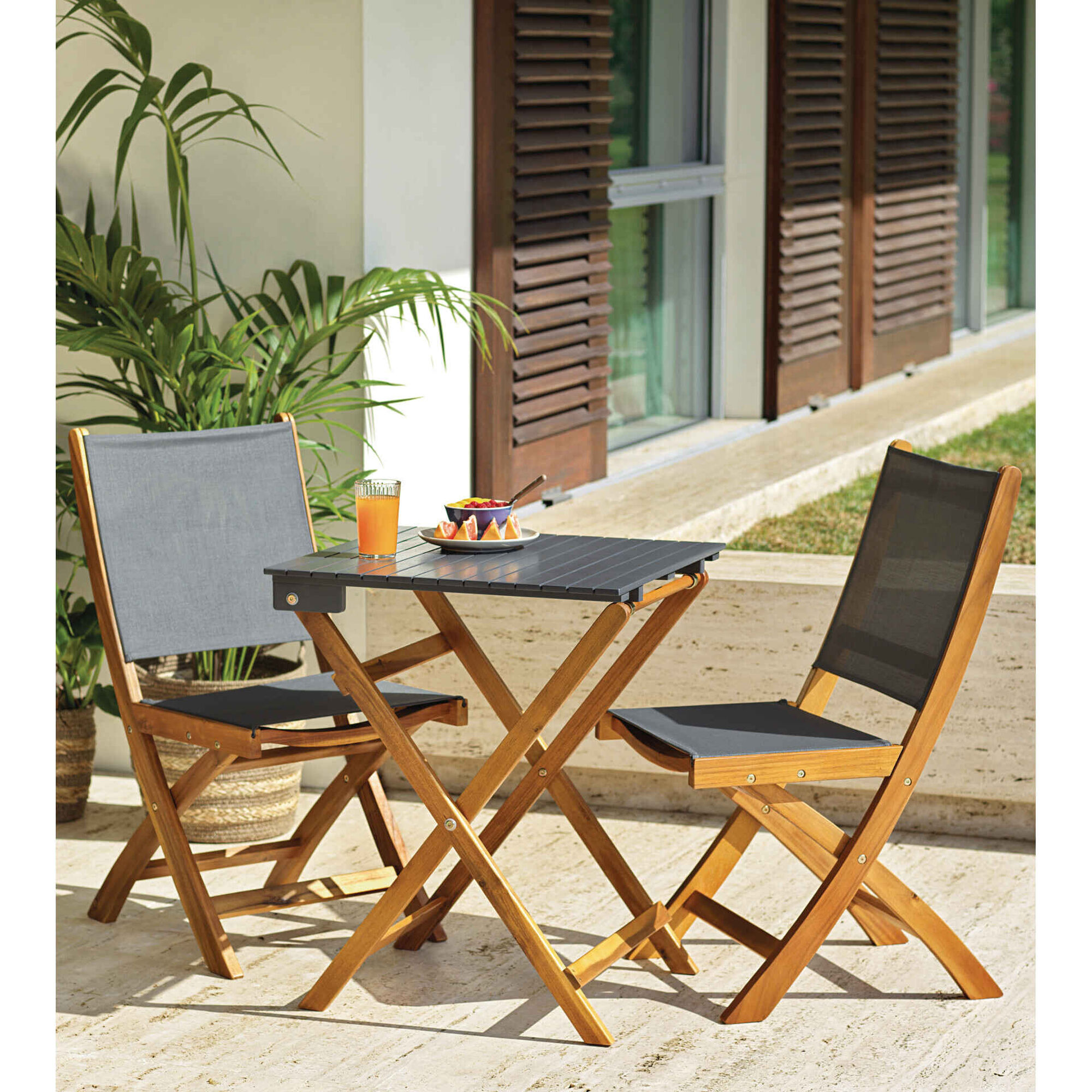 Conjunto Jardim 2 Lugares Madeira Ac&aacute;cia Kasa