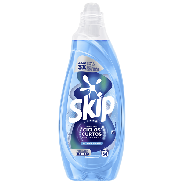 Detergente Máquina Roupa Líquido Ciclos Curtos Antiodor Express Skip
