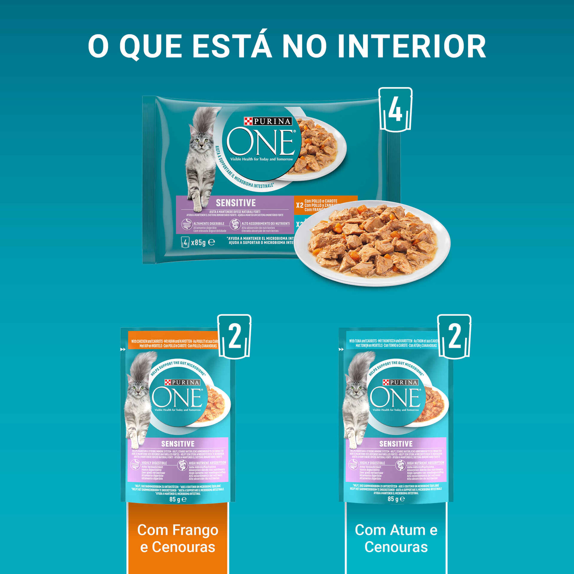 Comida H&uacute;mida para Gato Adulto Sensitive Frango e Atum Purina One