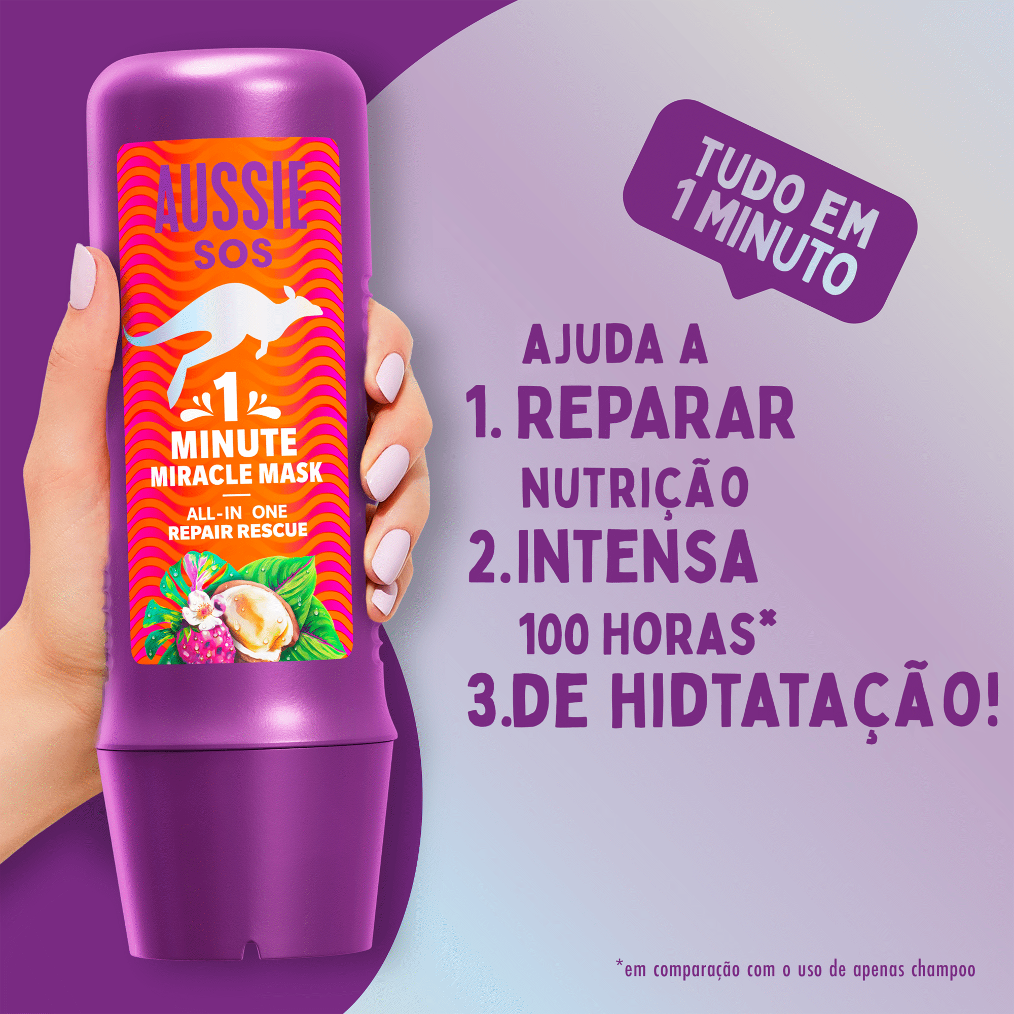 Máscara Cabelo 1 Minute Miracle Repair & Revive Máscara Cabelo 1 Minute Miracle Repair & Revive