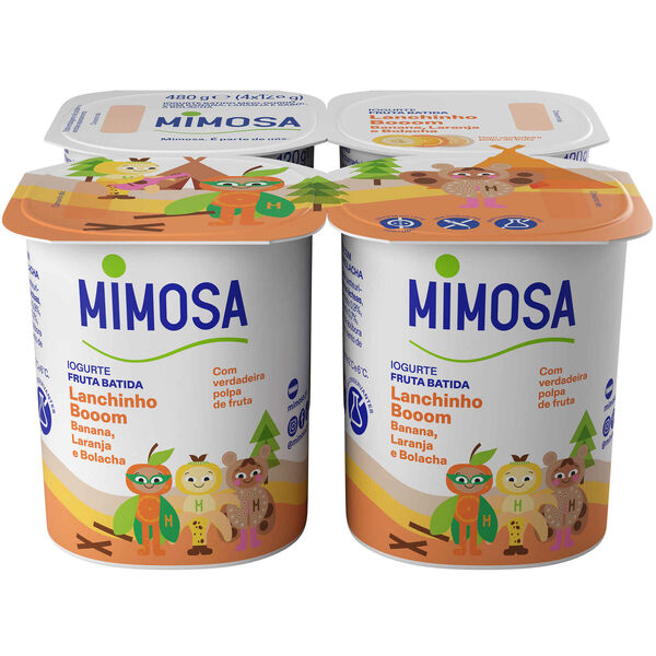 Iogurte Polpa Banana, Laranja e Bolacha Infantil Lanchinho Booom Mimosa