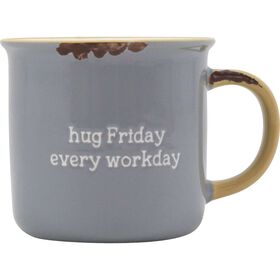 Caneca 370ml Vintage Hug Friday Cinza Claro