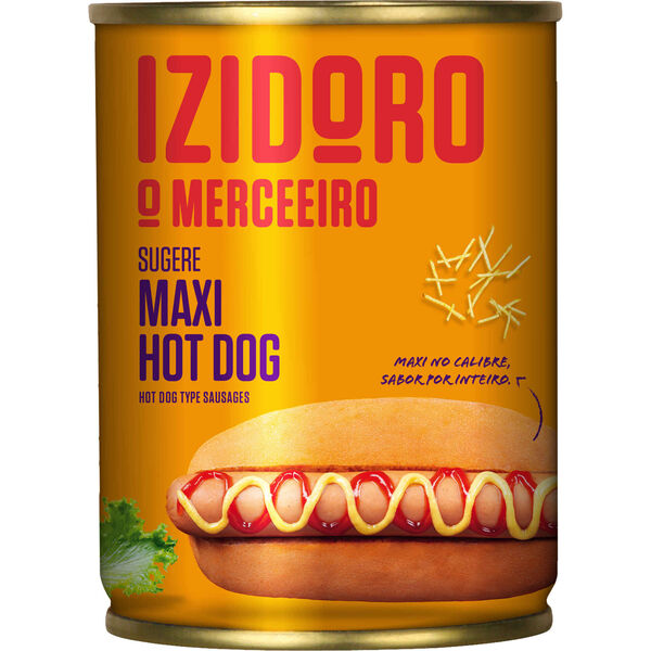 Salsichas Maxi Hot Dog Lata 6 un Izidoro