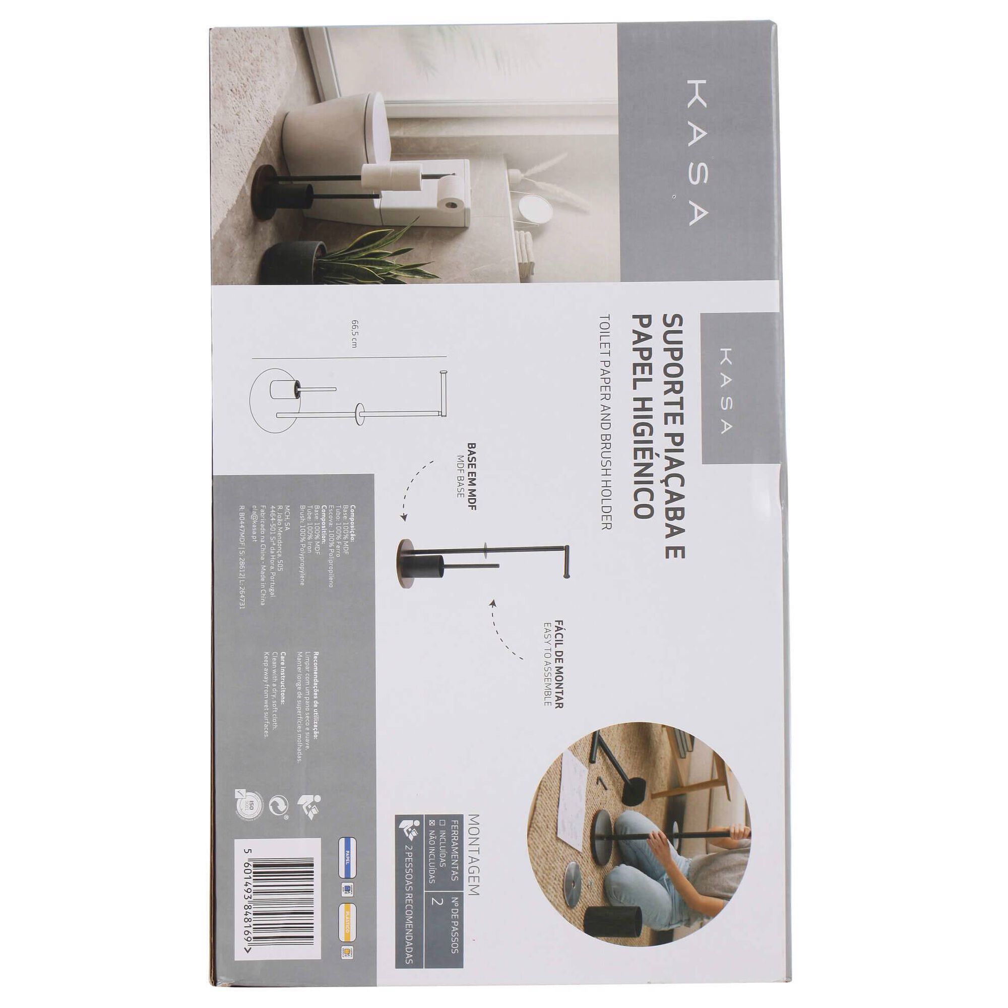 Suporte Pia&ccedil;aba e Papel Higi&eacute;nico Preto Kasa