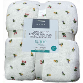 Conjunto de Len&ccedil;&oacute;is T&eacute;rmicos 270x160cm Flores Casa em Flor Kasa