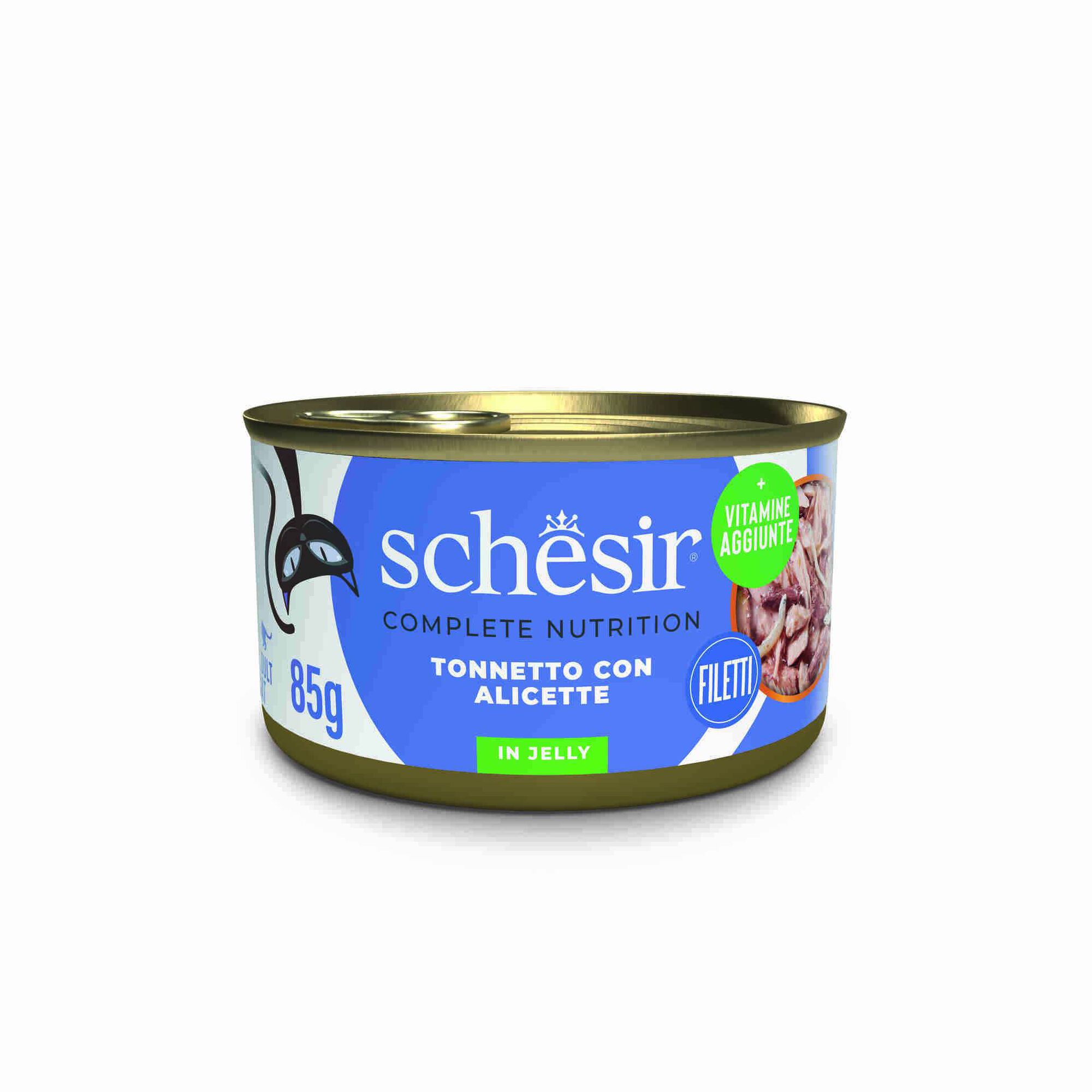 Comida H&uacute;mida para Gato Adulto Atum e Sardinha em Gelatina Schesir