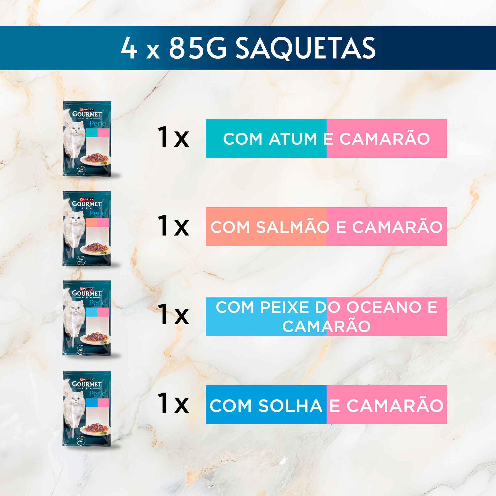 Comida H&uacute;mida para Gato Adulto Del&iacute;cias do Oceano Saquetas Purina Gourmet Perle