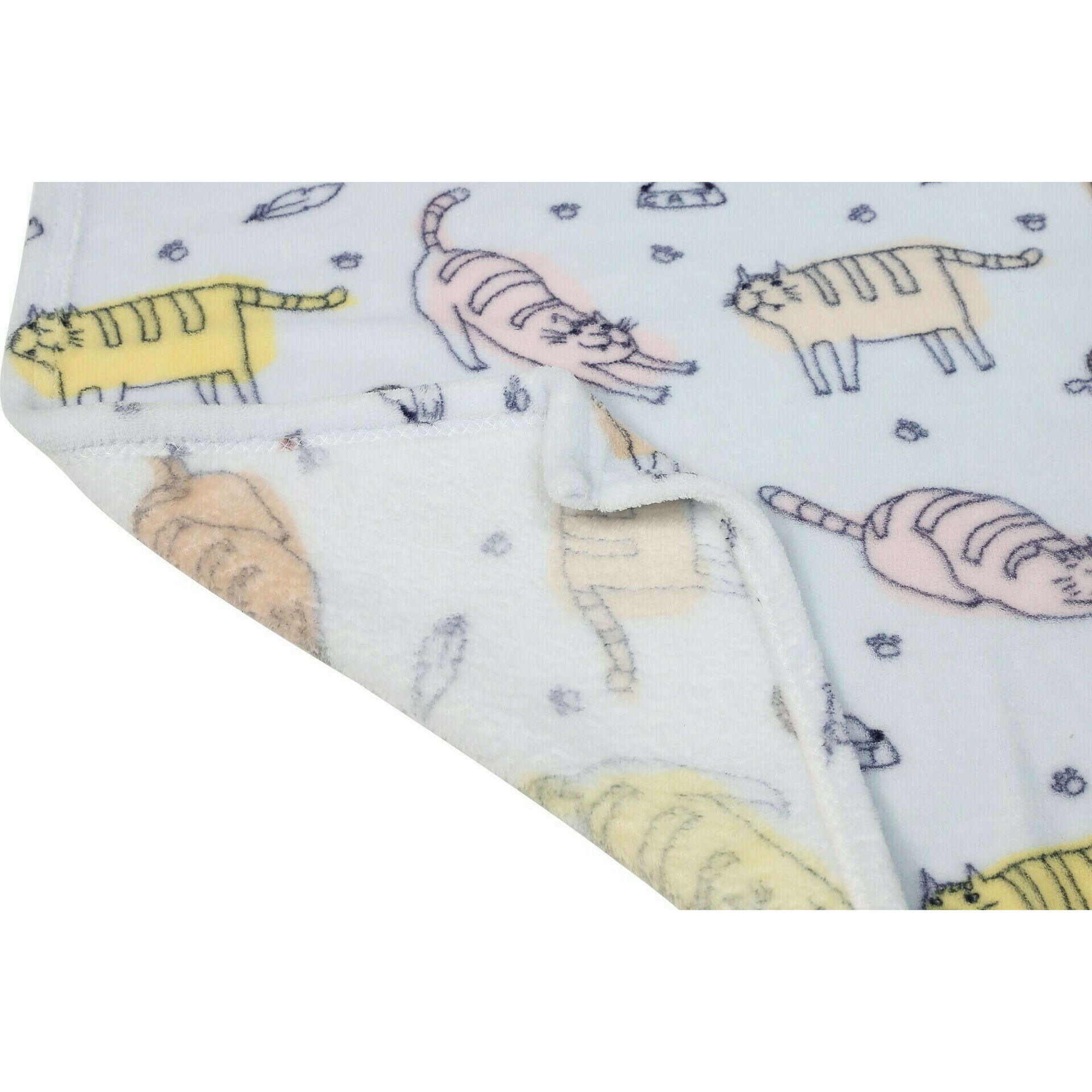 Manta Flanela 130x160cm Azul Gatos