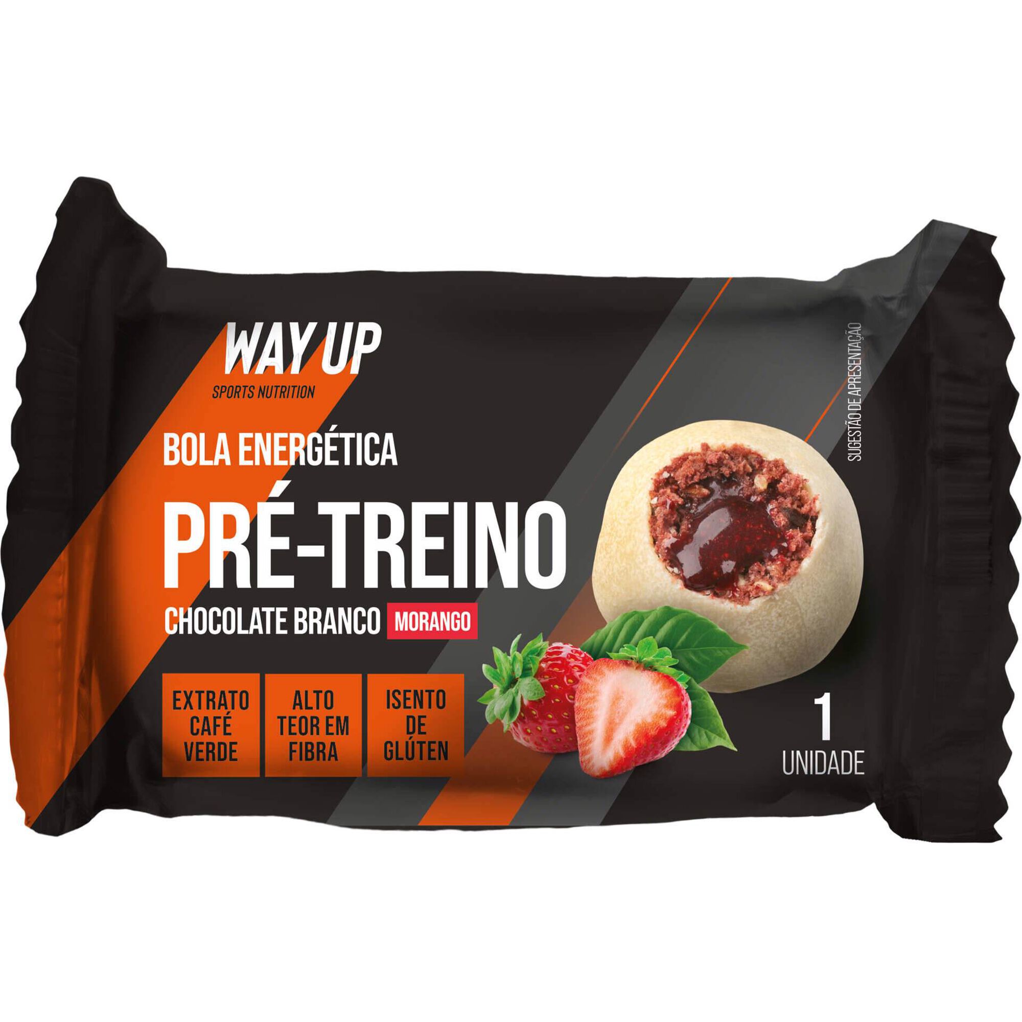 Bola Energética Pré-Treino Chocolate Branco e Morango