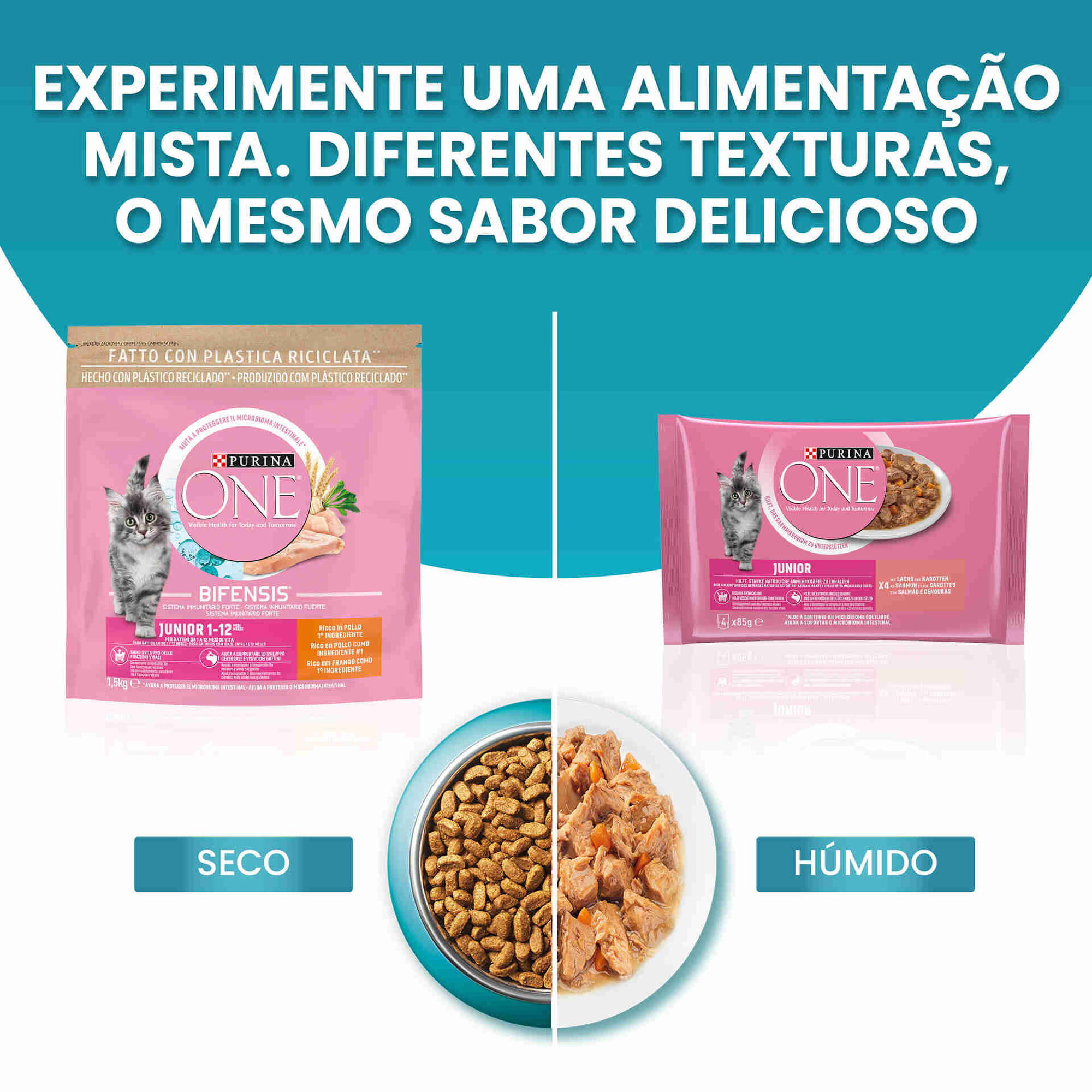 Comida Húmida para Gato Júnior Salmão Saquetas