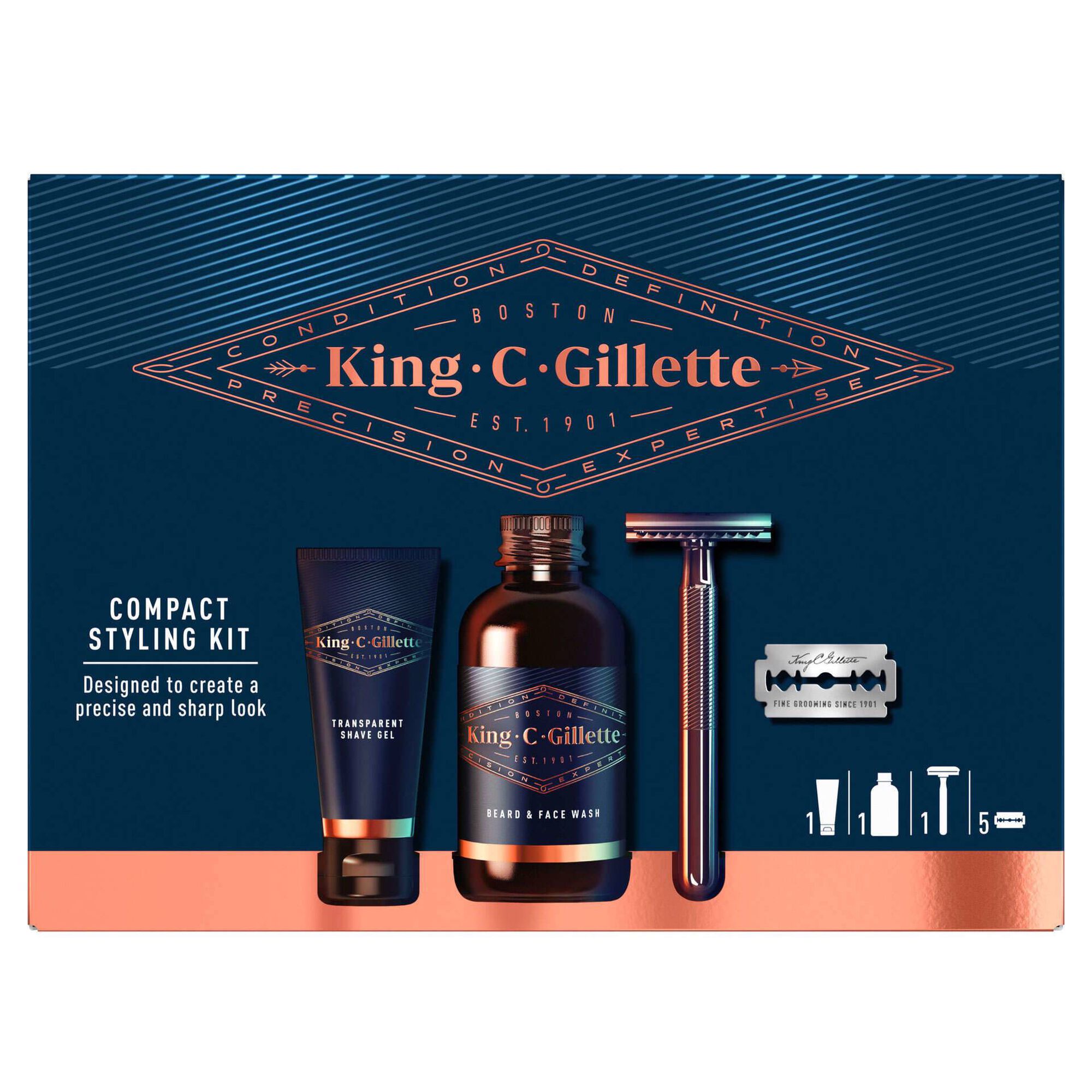 Coffret King C Máquina de Barbear + 5 Recargas + Gel de Barbear + Gel