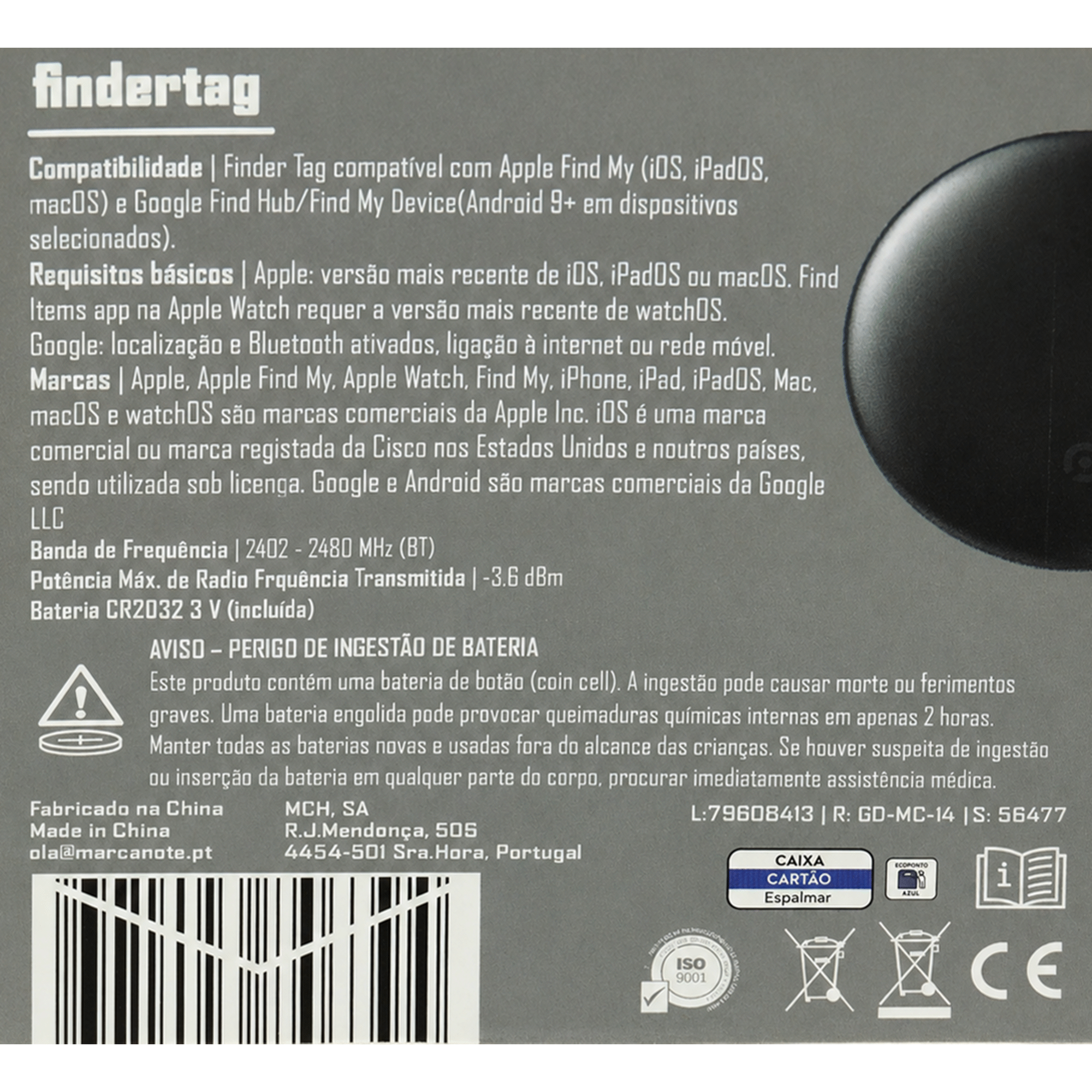 Findertag Wireless Preto Note!