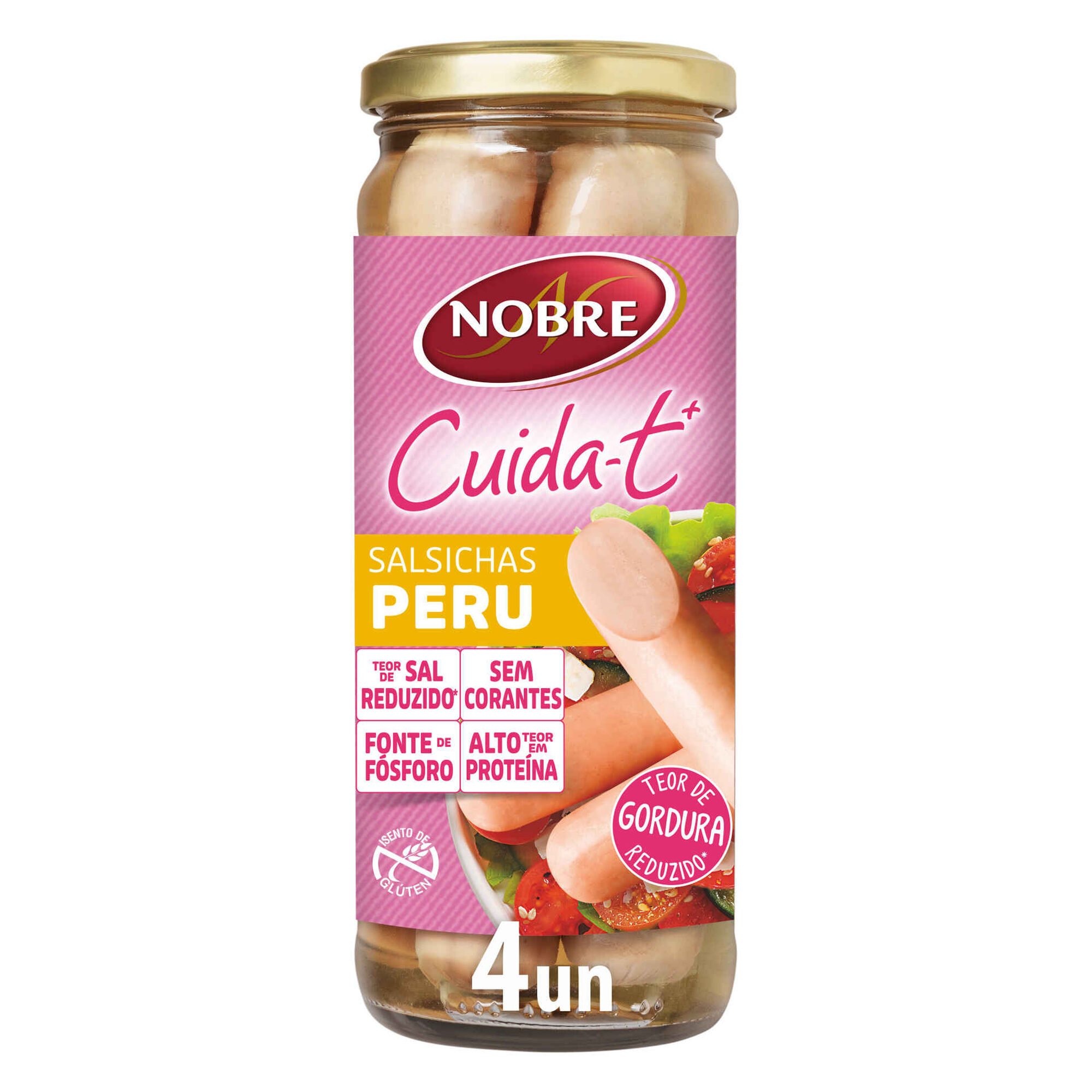 Salsichas de Peru Cuida-t+ Frasco 4 un sem Glúten