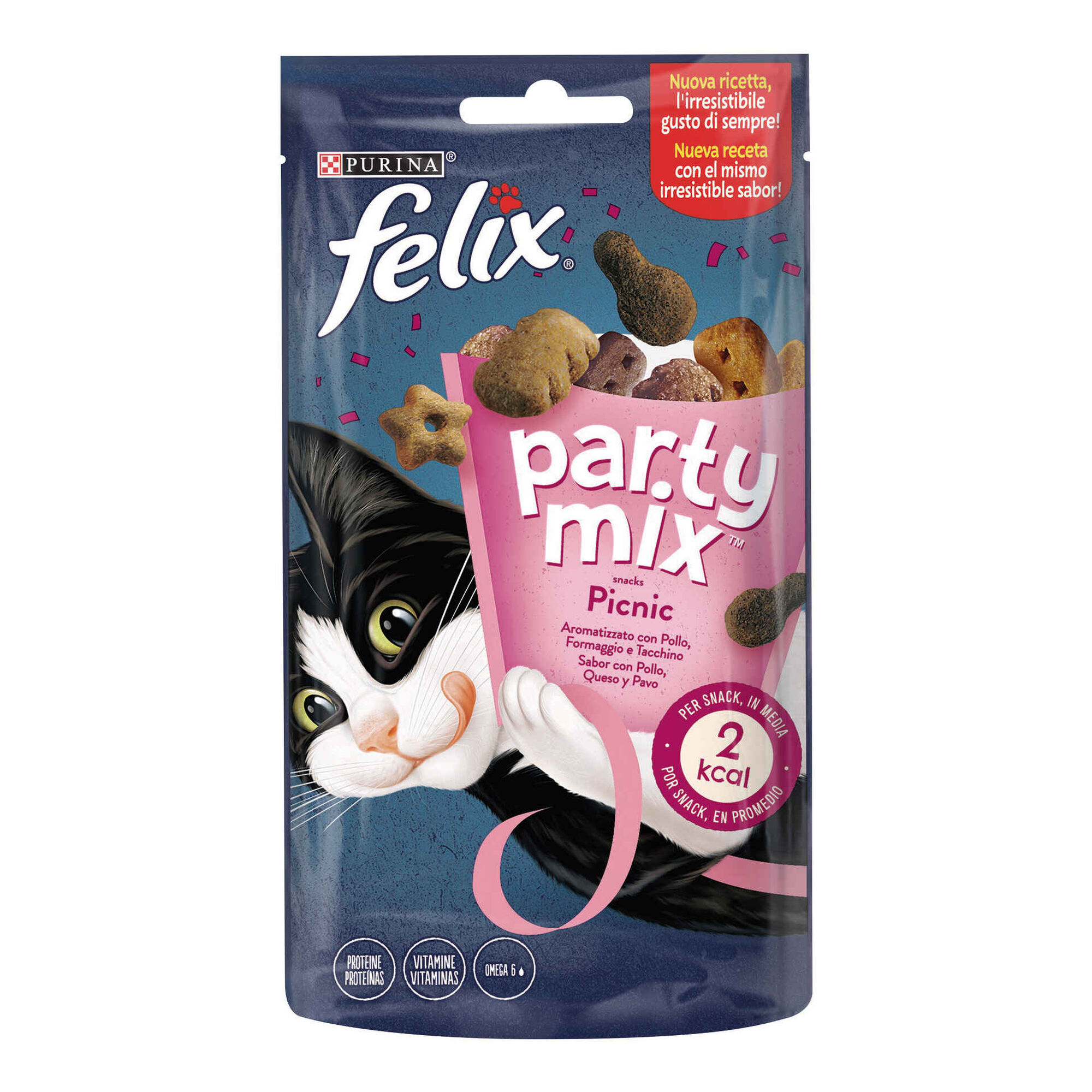 Snack para Gato Adulto Party Mix Picnic Frango, Queijo e Pato
