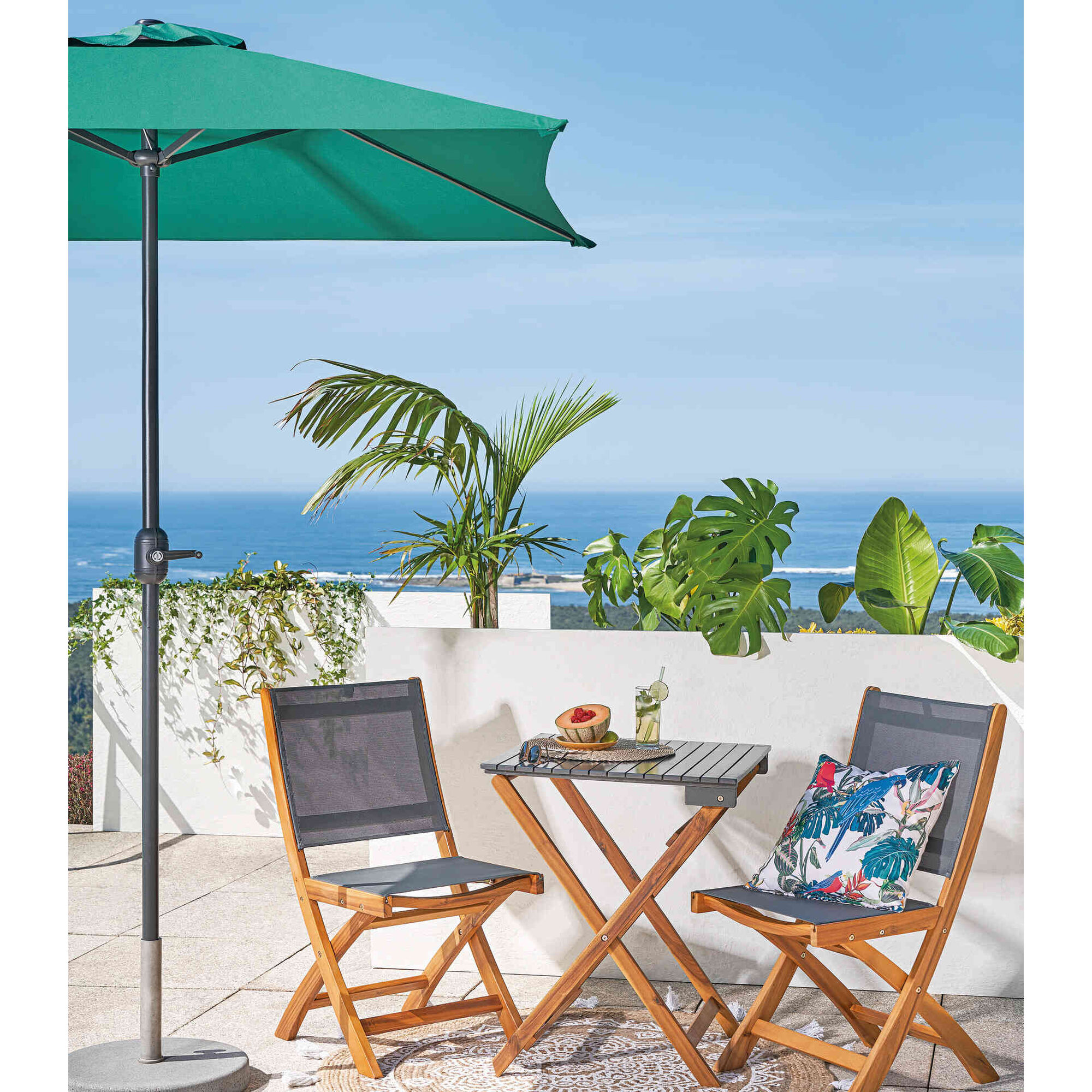 Conjunto Jardim 2 Lugares Madeira Ac&aacute;cia Kasa