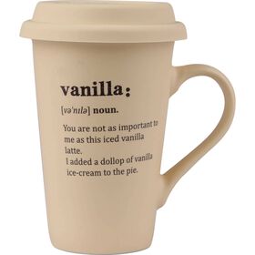 Caneca com Tampa 370ml Silicone Vanilla Bege