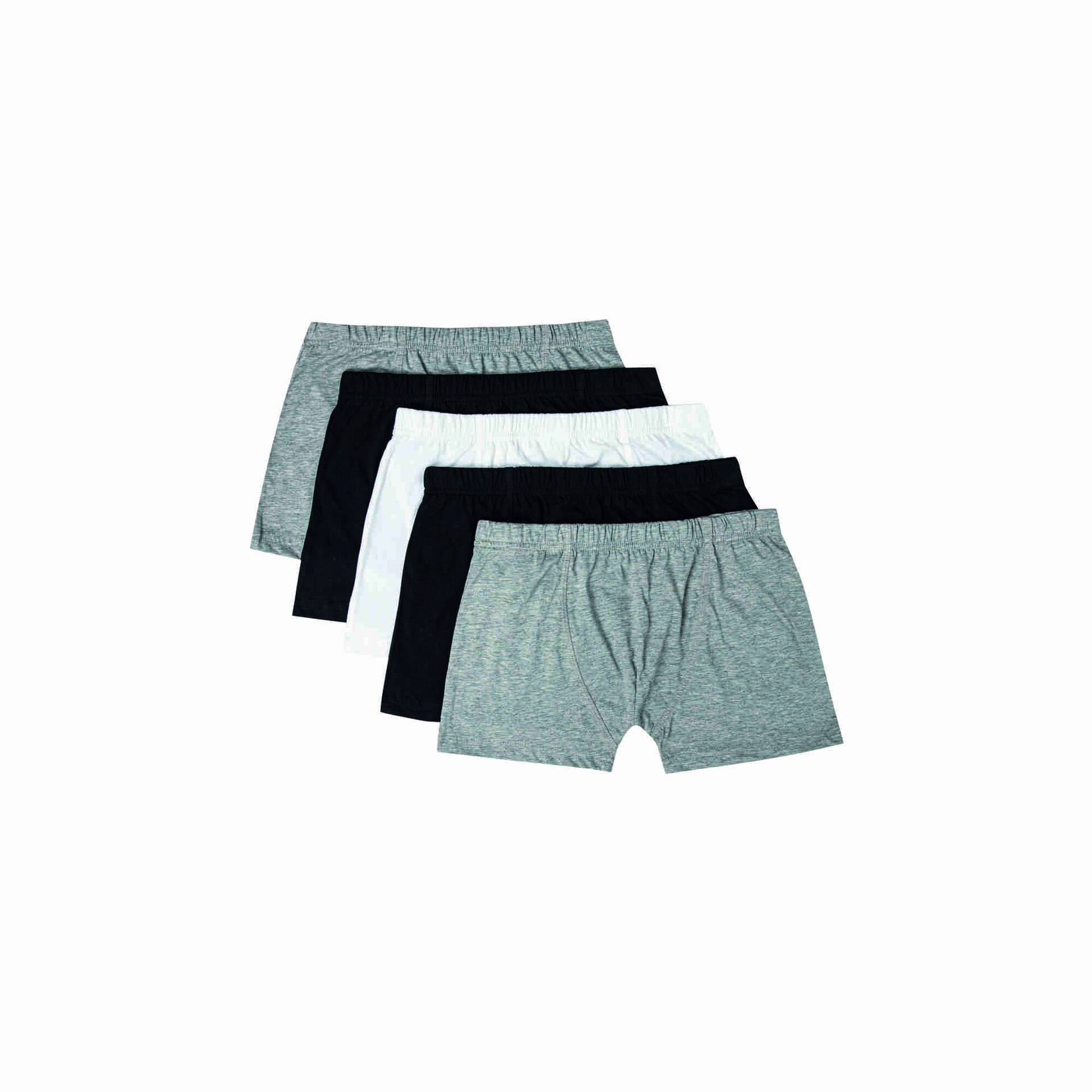 Conjunto 5 Boxers Algodão Brancos e Pretos Homem