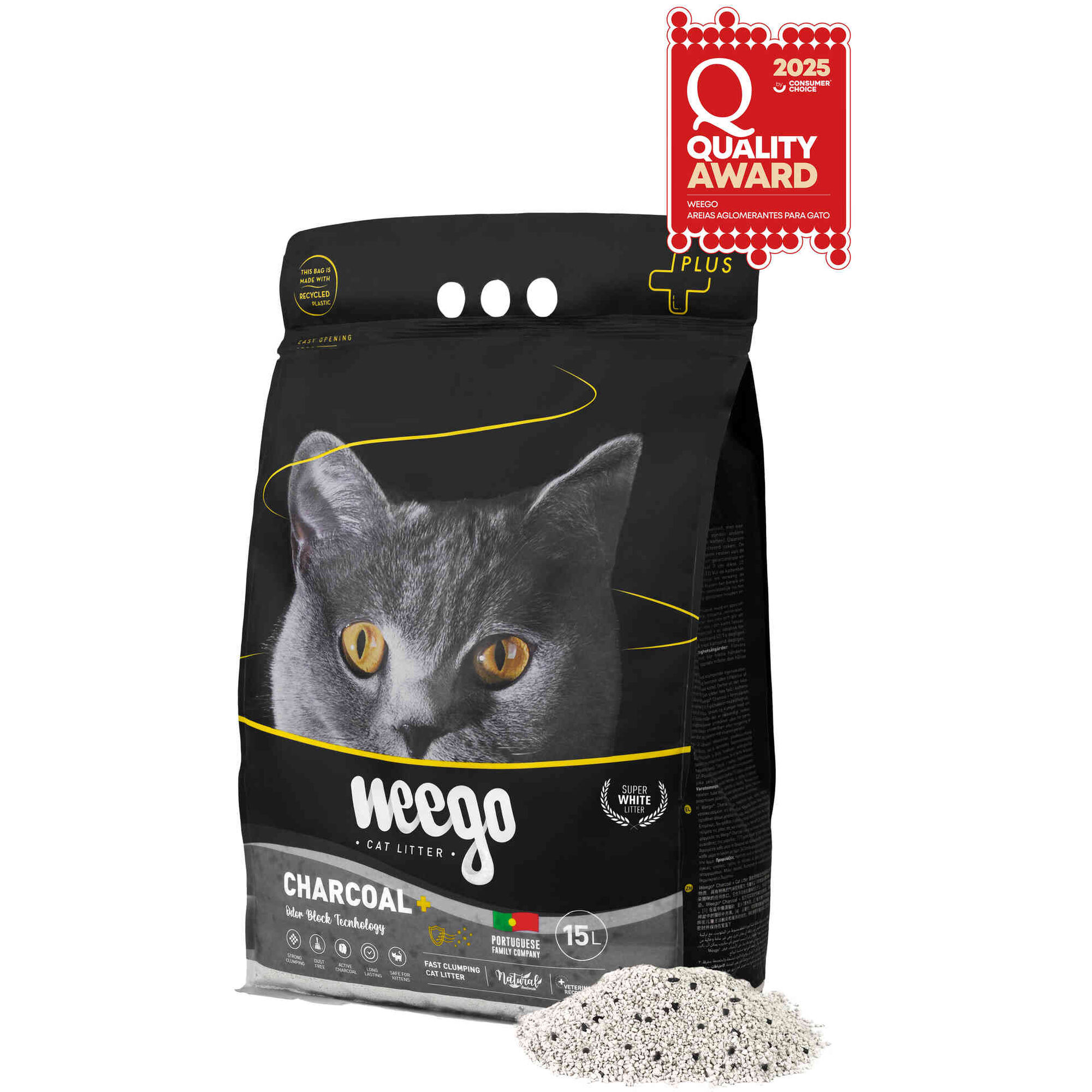 Areia Aglomerante Active Charcoal Plus Weego