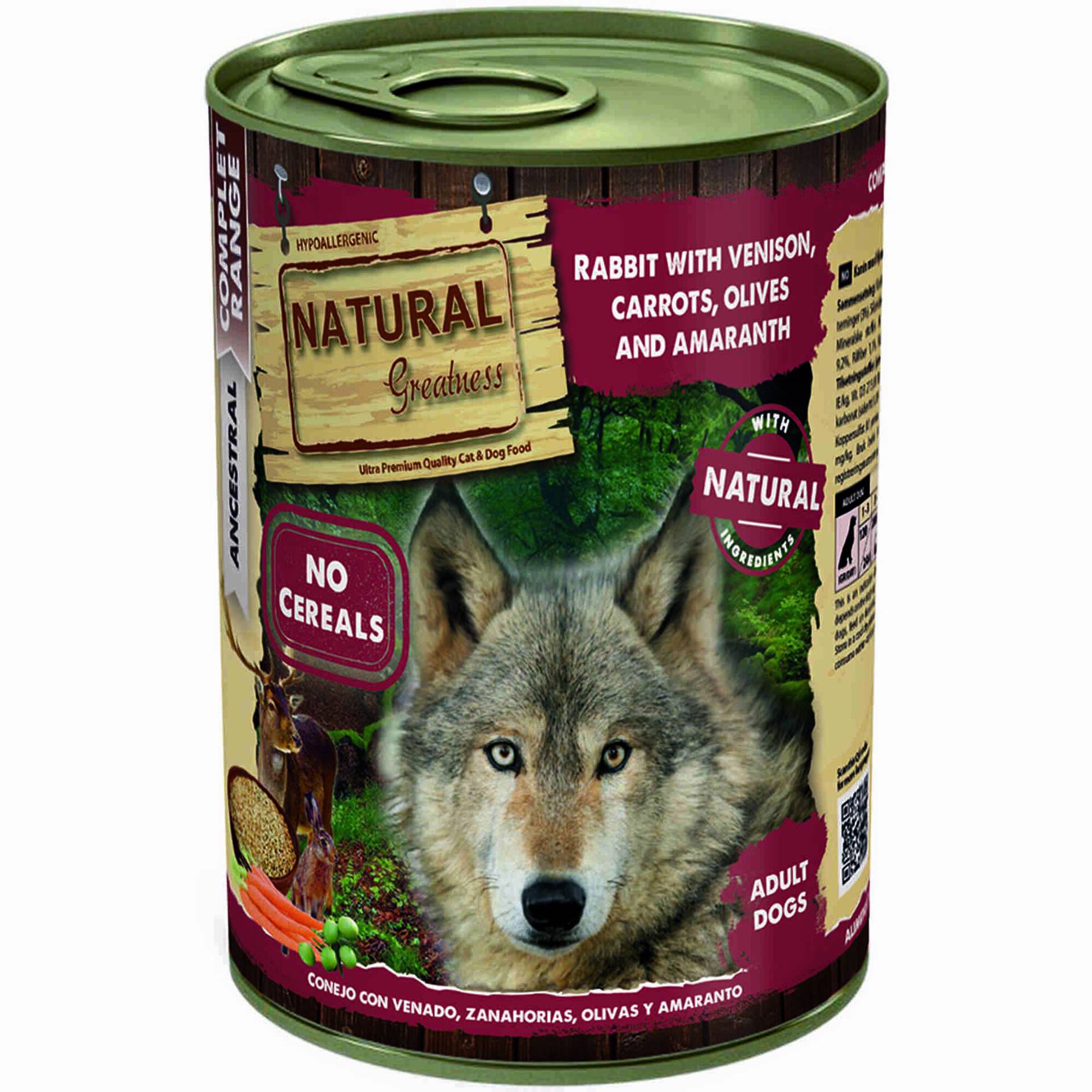 Comida H&uacute;mida para C&atilde;o Adulto Coelho e Veado Natural Greatness