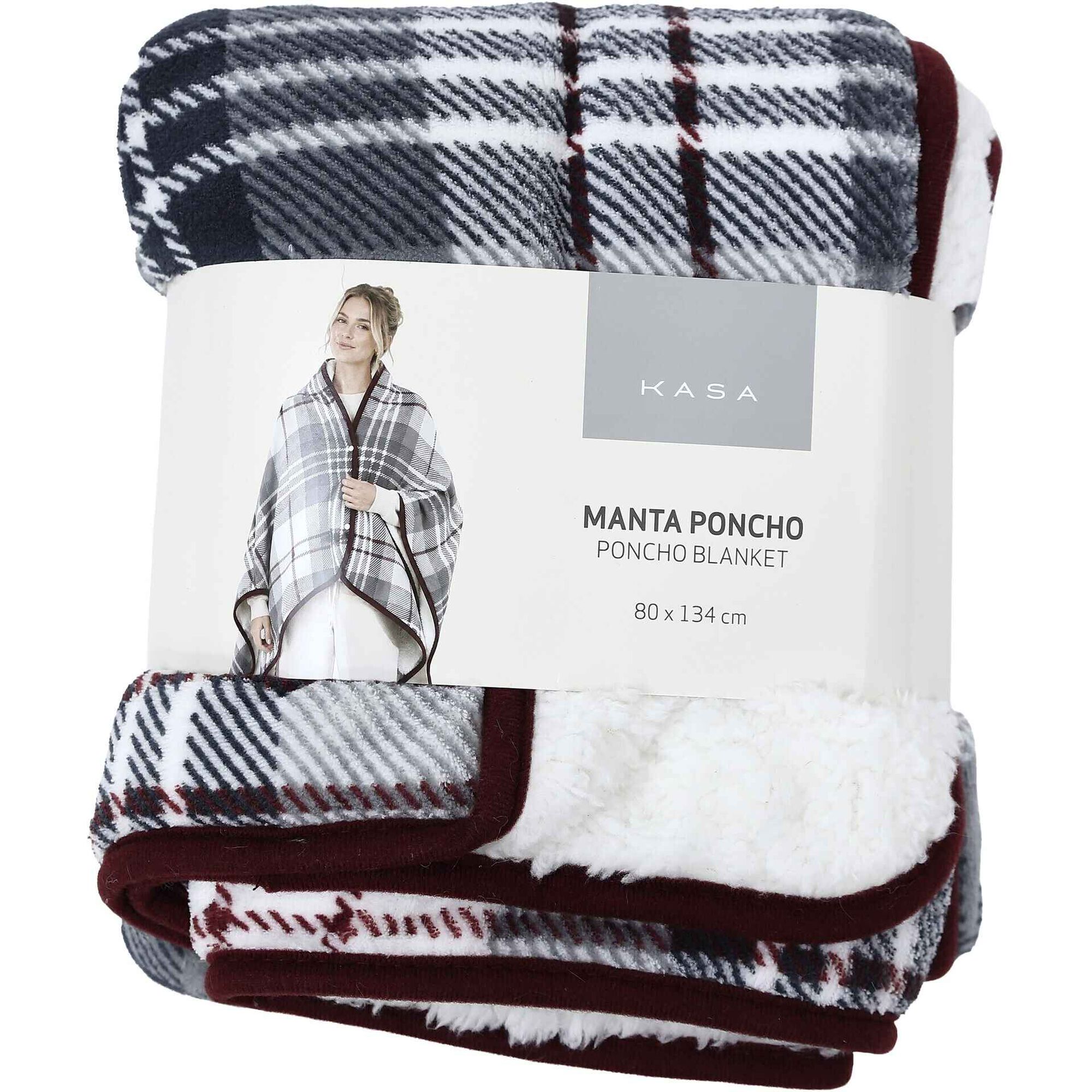 Manta Poncho Xadrez Bord&ocirc; Kasa