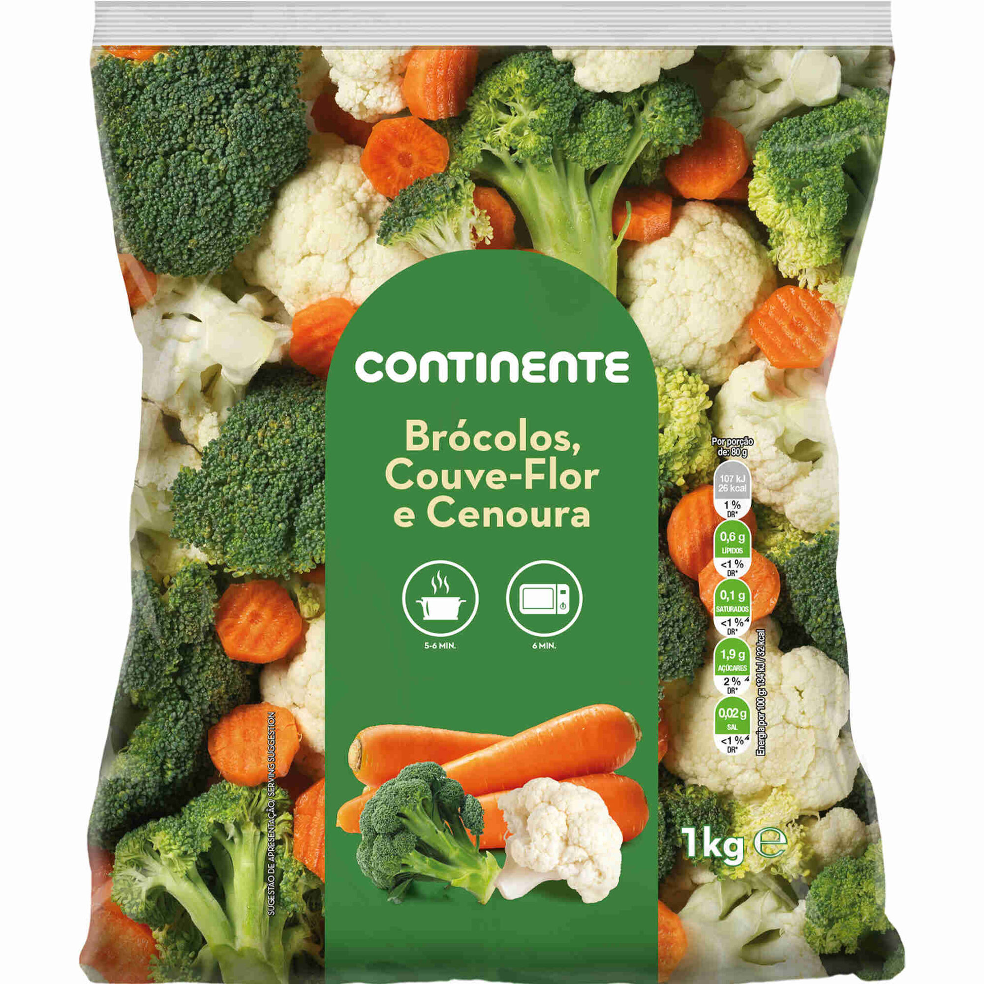 Mistura de Brócolos, Couve-flor e Cenoura