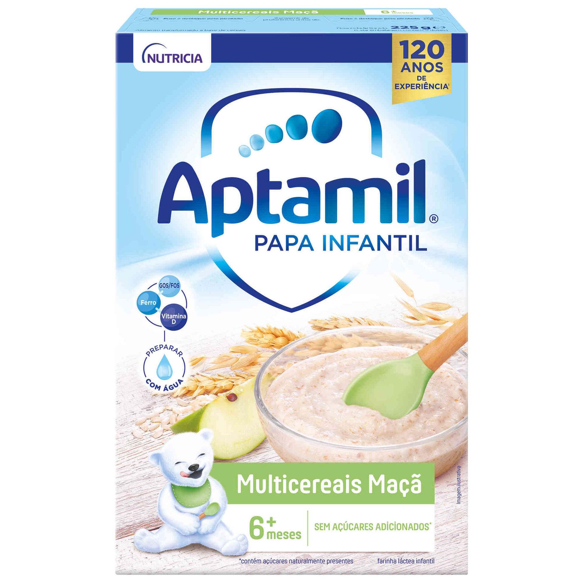 Papa Infantil Farinha Láctea Multicereais Maçã +6M